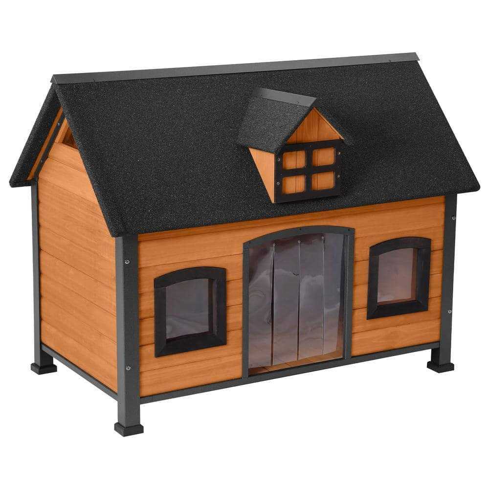 aivituvin Premium Wooden Dog House Iron Frame and Asphalt Roof AIR90 - Healthber