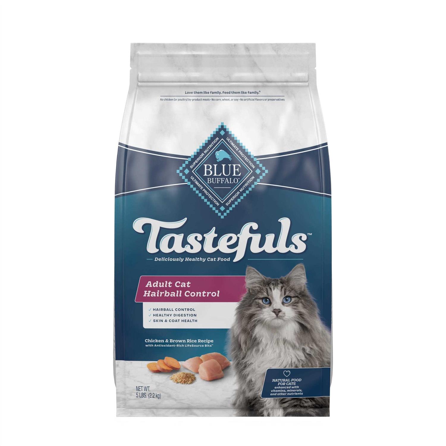 Blue Buffalo Tastefuls Hairball Control Natural Chicken and Brown Rice Adult Dry Cat Food - Healthber