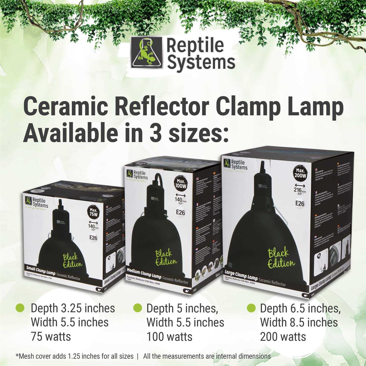 Reptile Systems Clamp Lamp Ceramic Reflector Black Edition - Healthber