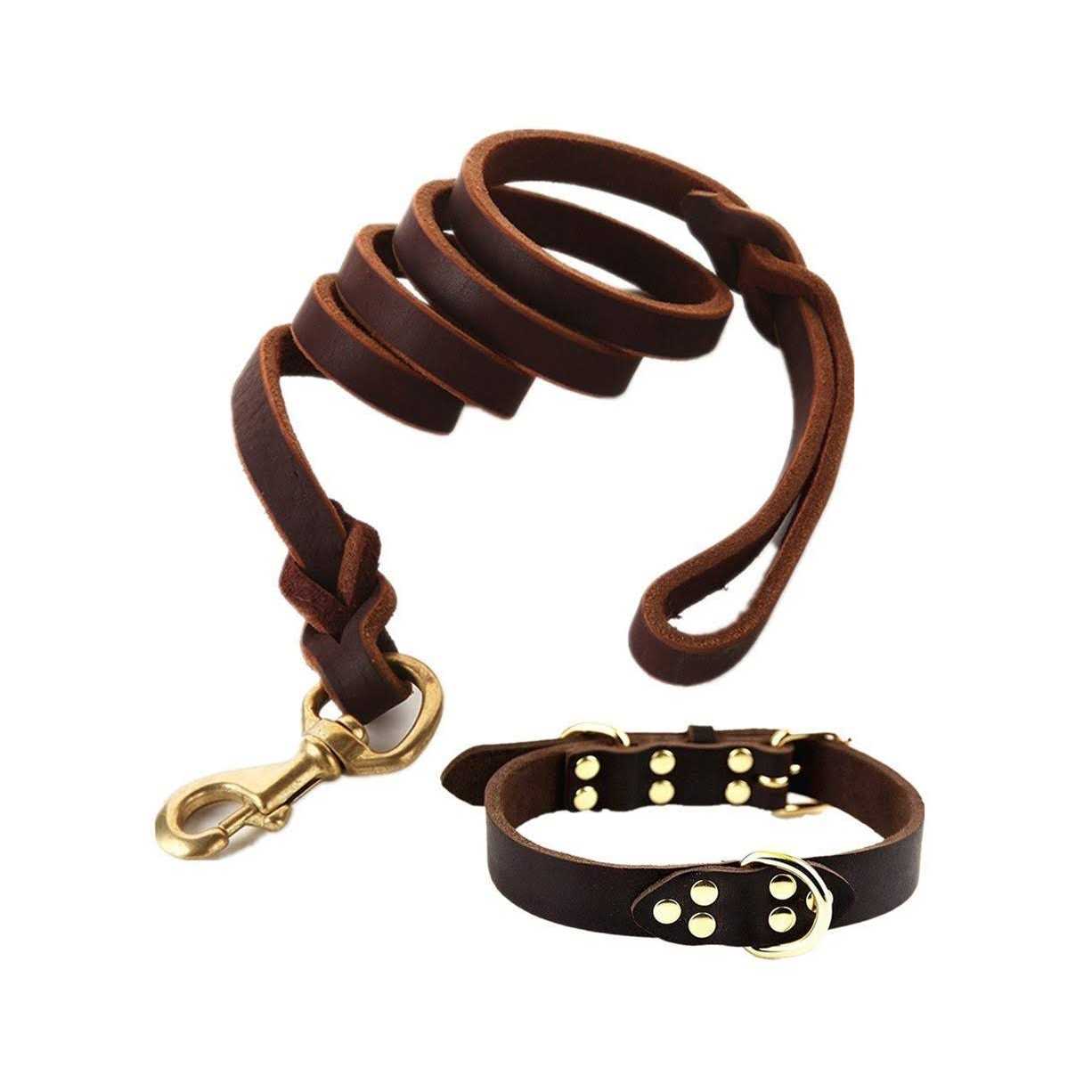FAIRWIN Leather Dog Leash 6 Foot Braided Heavy Duty Training Leash for Large Medium Small Dogs - Healthber