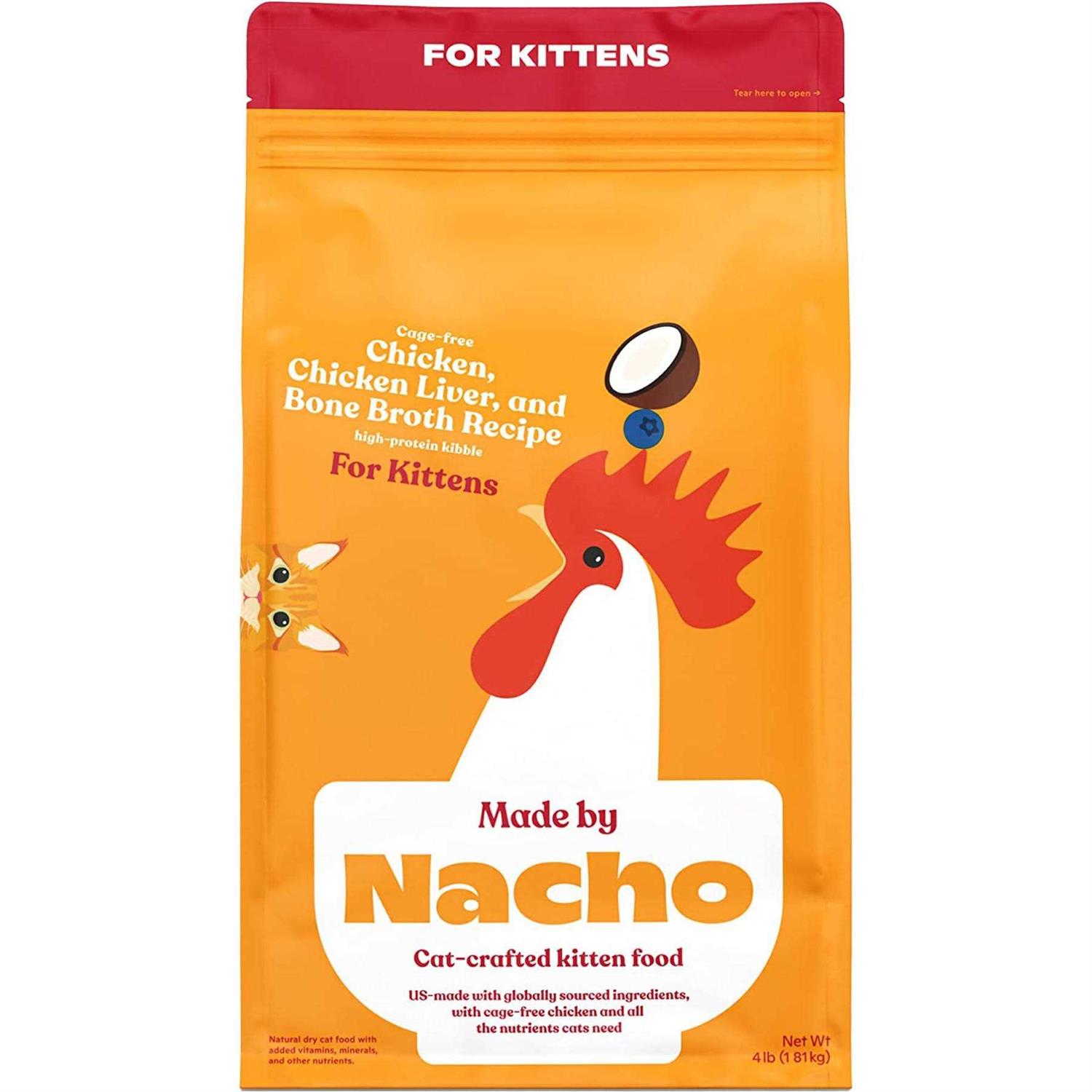 Made by Nacho Cage-Free Chicken Chicken Liver & Bone Broth Recipe Kittens Dry Cat Food - Healthber