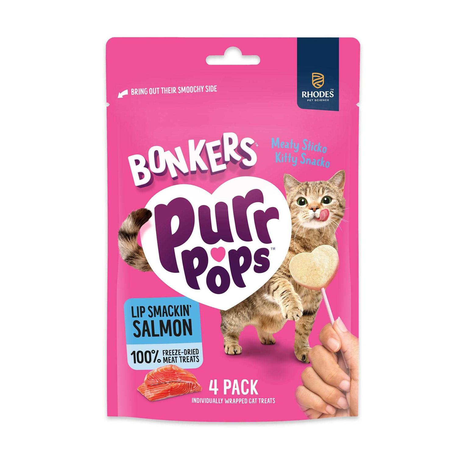 Bonkers Purrpops Lip Smackin’ Salmon flavor lollipop cat treats - Healthber