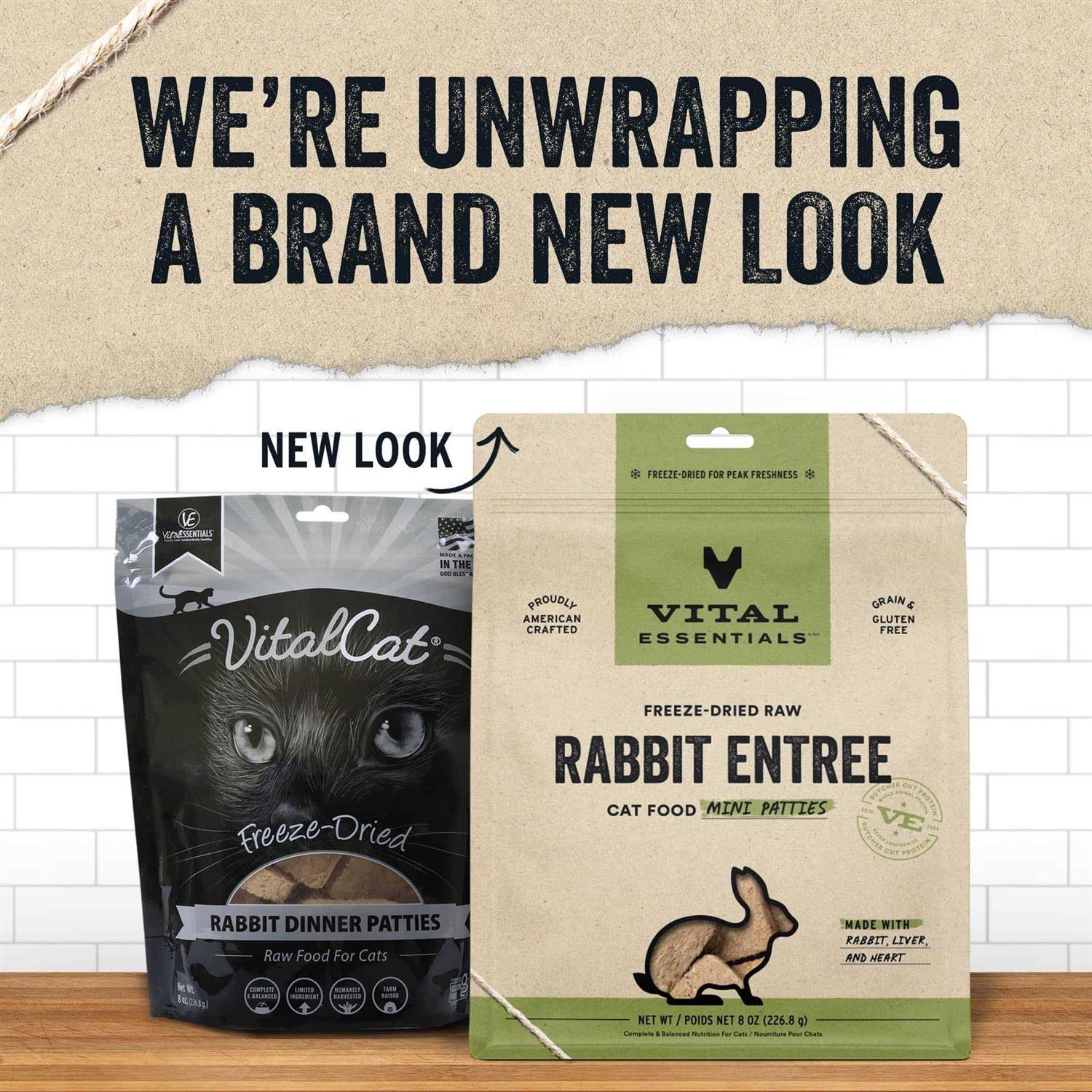 Vital Essentials Freeze Dried Raw Rabbit Entree Cat Food Mini Patties - Healthber