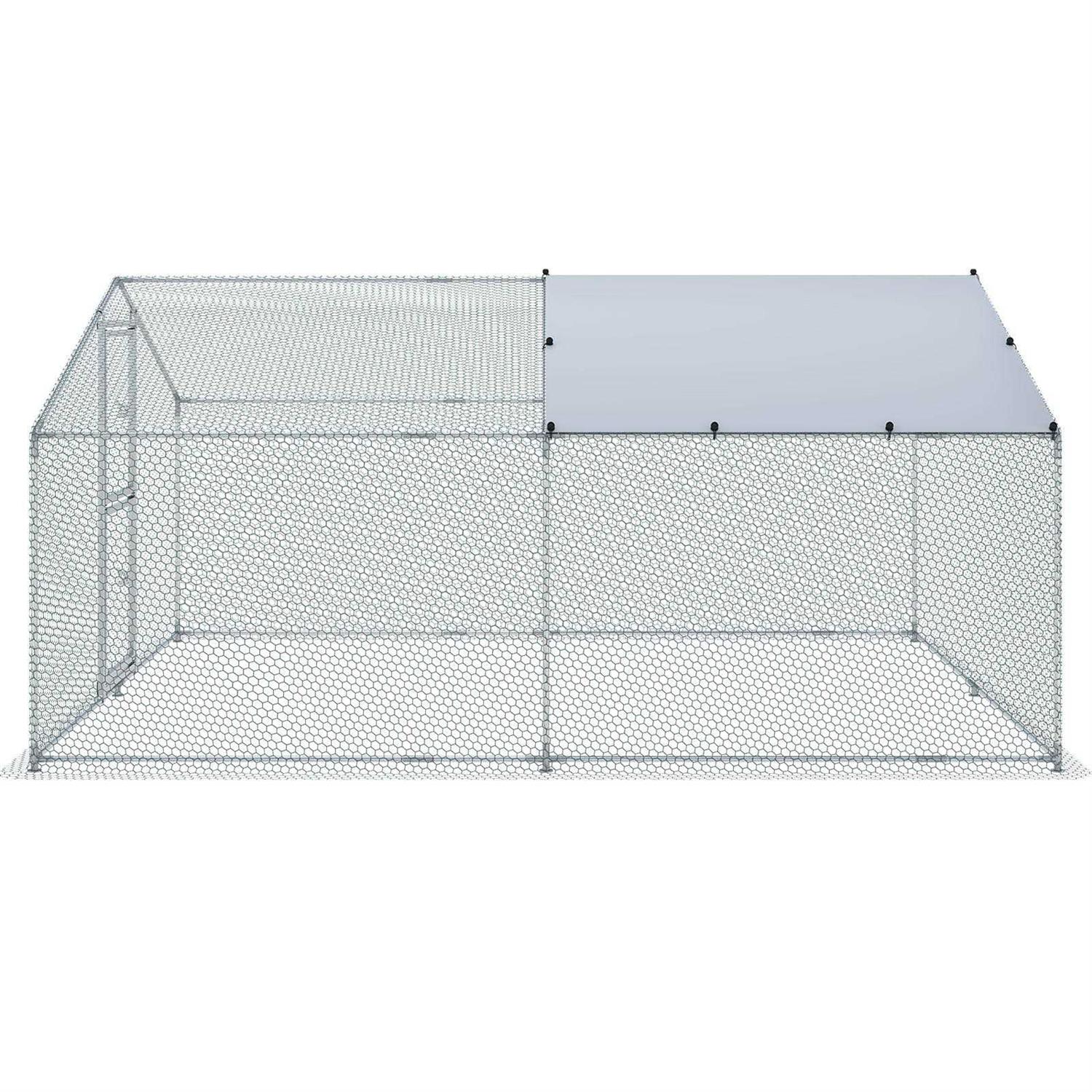 VEVOR Large Metal Chicken Coop with Run Walkin Chicken Coop for Yard with Waterproof Cover - Healthber