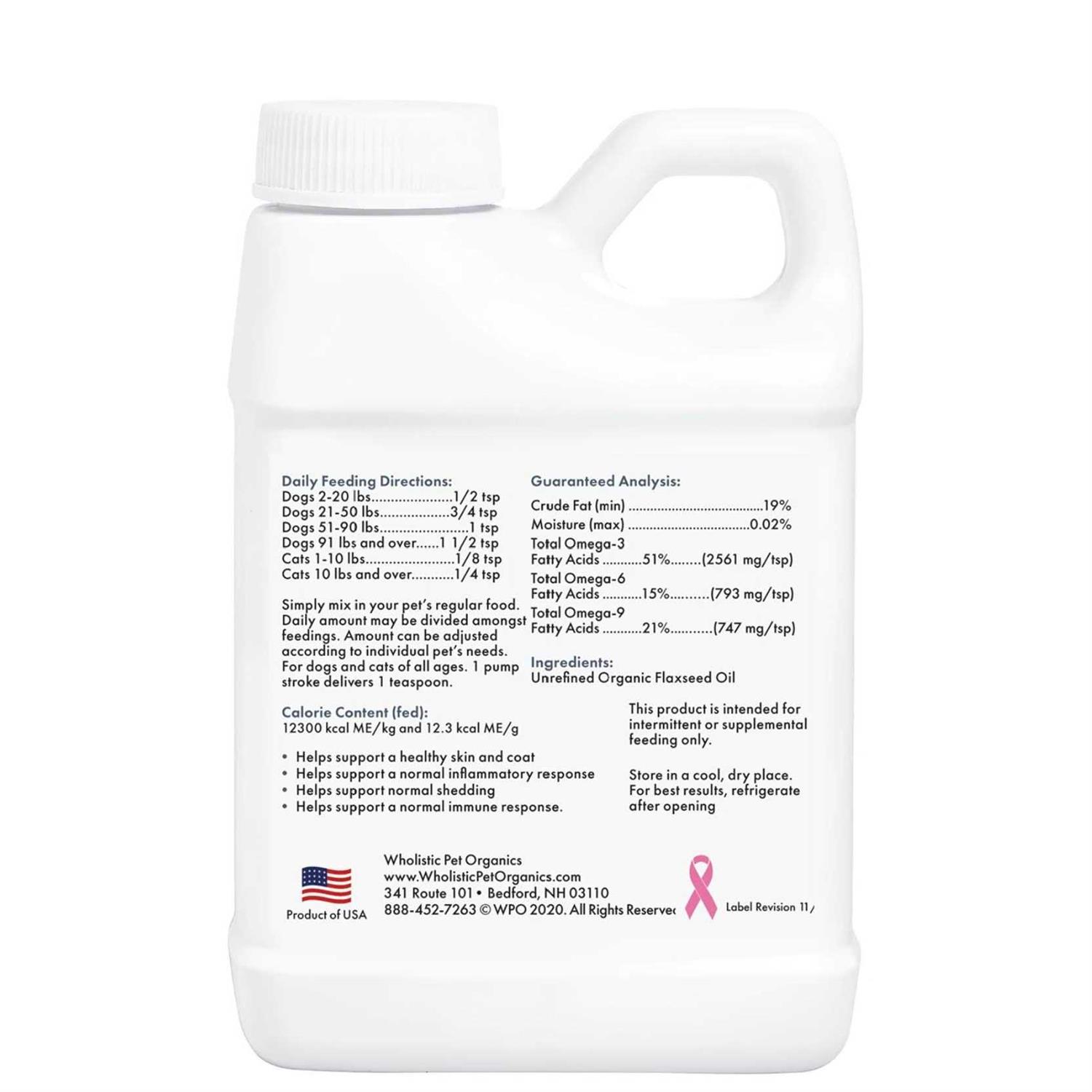 Wholistic Pet Organics Flax Seed Oil - Healthber