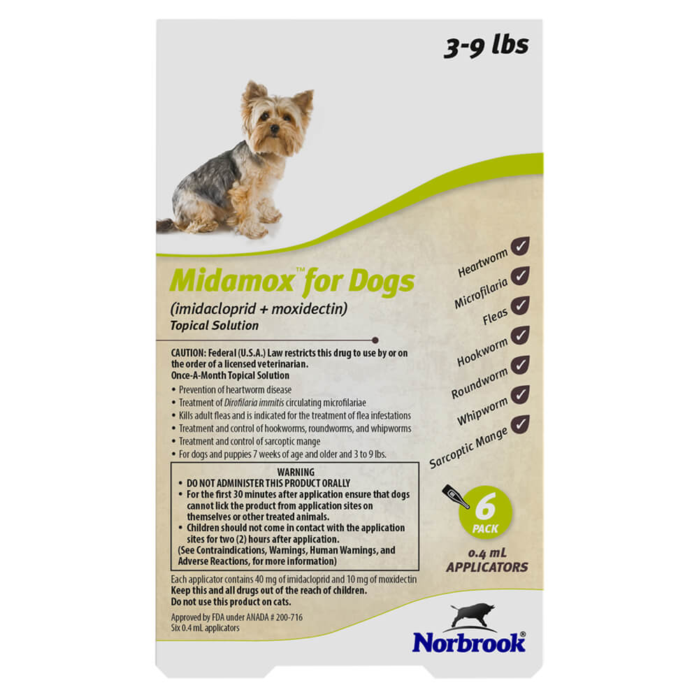 Midamox (imidacloprid + moxidectin) Once-A-Month Topical Solution for Dogs, 6 Pack - Healthber