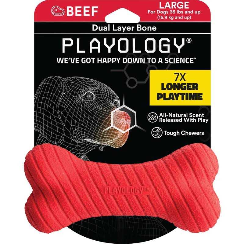 Playology Dual Layer Bone Dog Toy - Healthber
