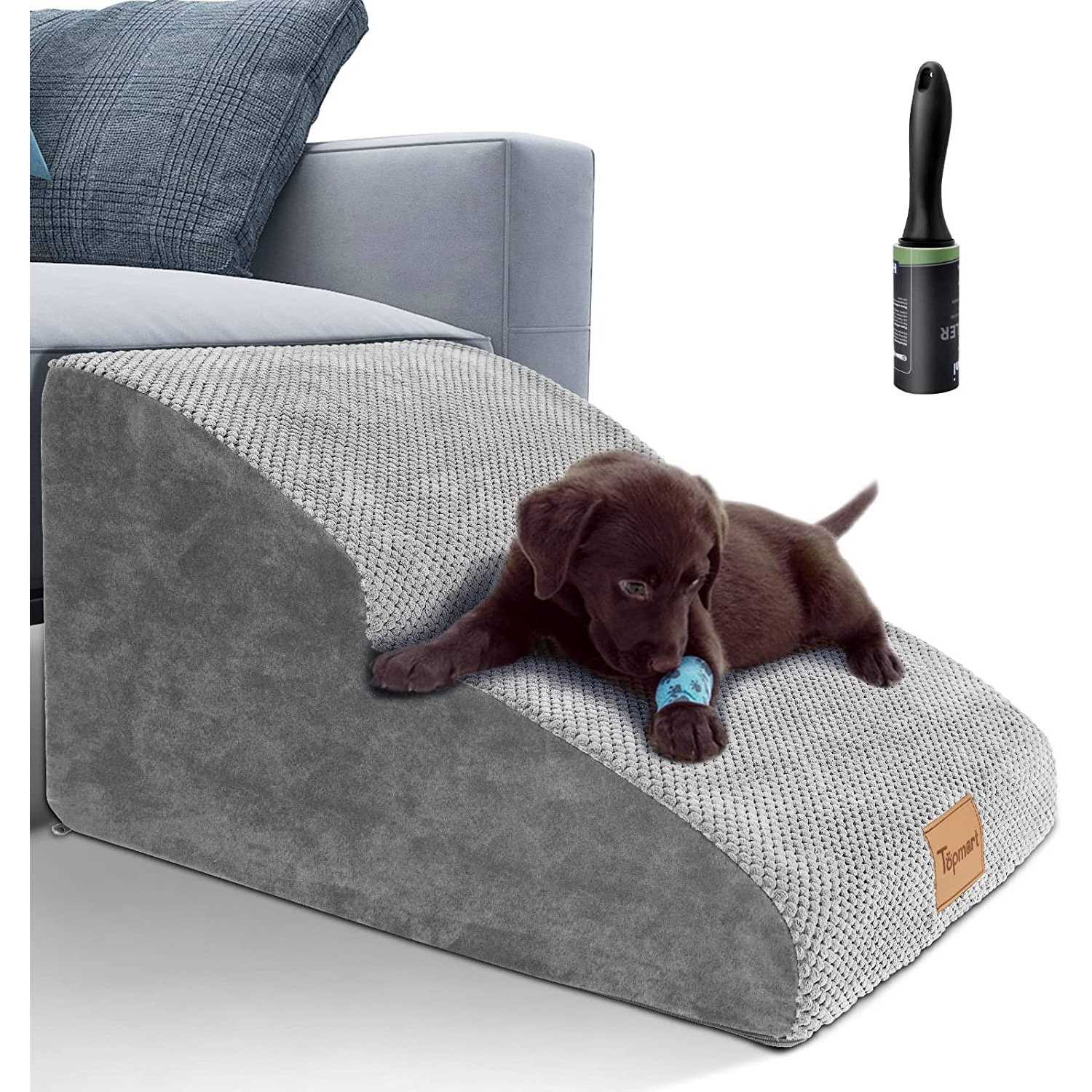 Topmart High Density Foam Dog Ramp&Steps 2 Tiers High,Non-Slip Dog Stairs,Soft Foam Dog Ladder Best for Dogs - Healthber