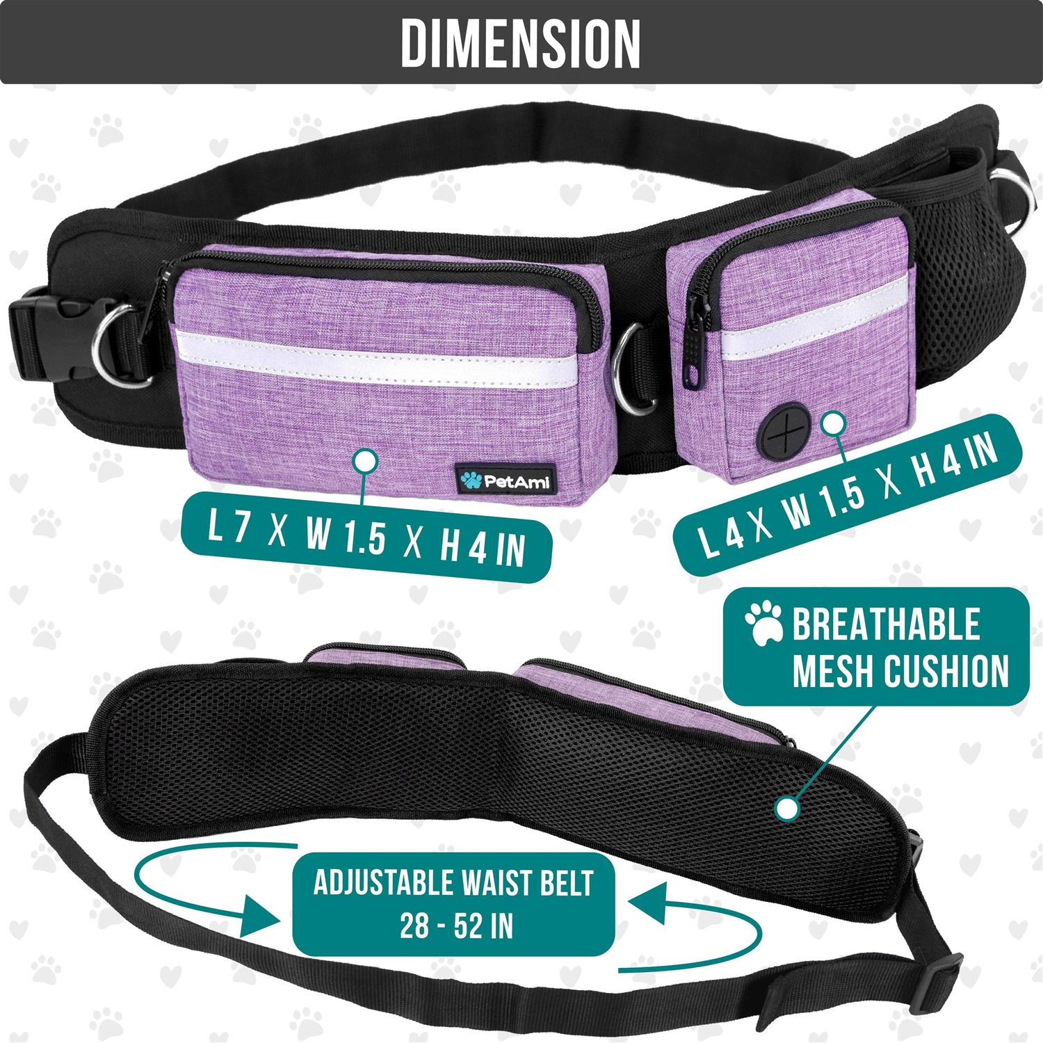 PetAmi Hands Free Dog Leash Dog Running Leash Belt Bag for Walking - Healthber