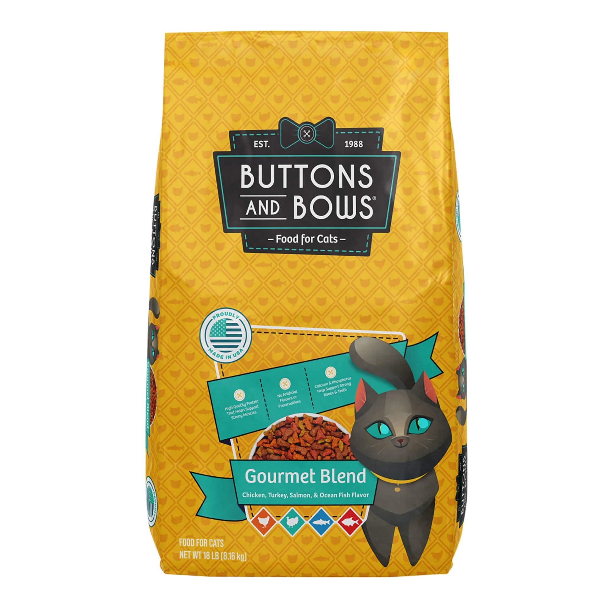 Buttons & Bows Gourmet Blend Cat Food, 18 lbs - Healthber