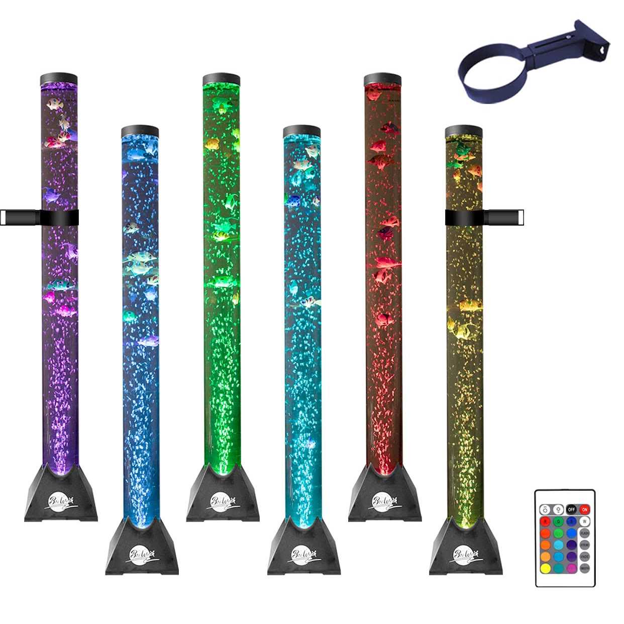 Brewish 4FT Sensory LED Water Bubble Fish Tube Floor Lamp with 20 Color Changing Light Effects– Fake Aquarium Tank Night Light and Gift for Kids - Healthber