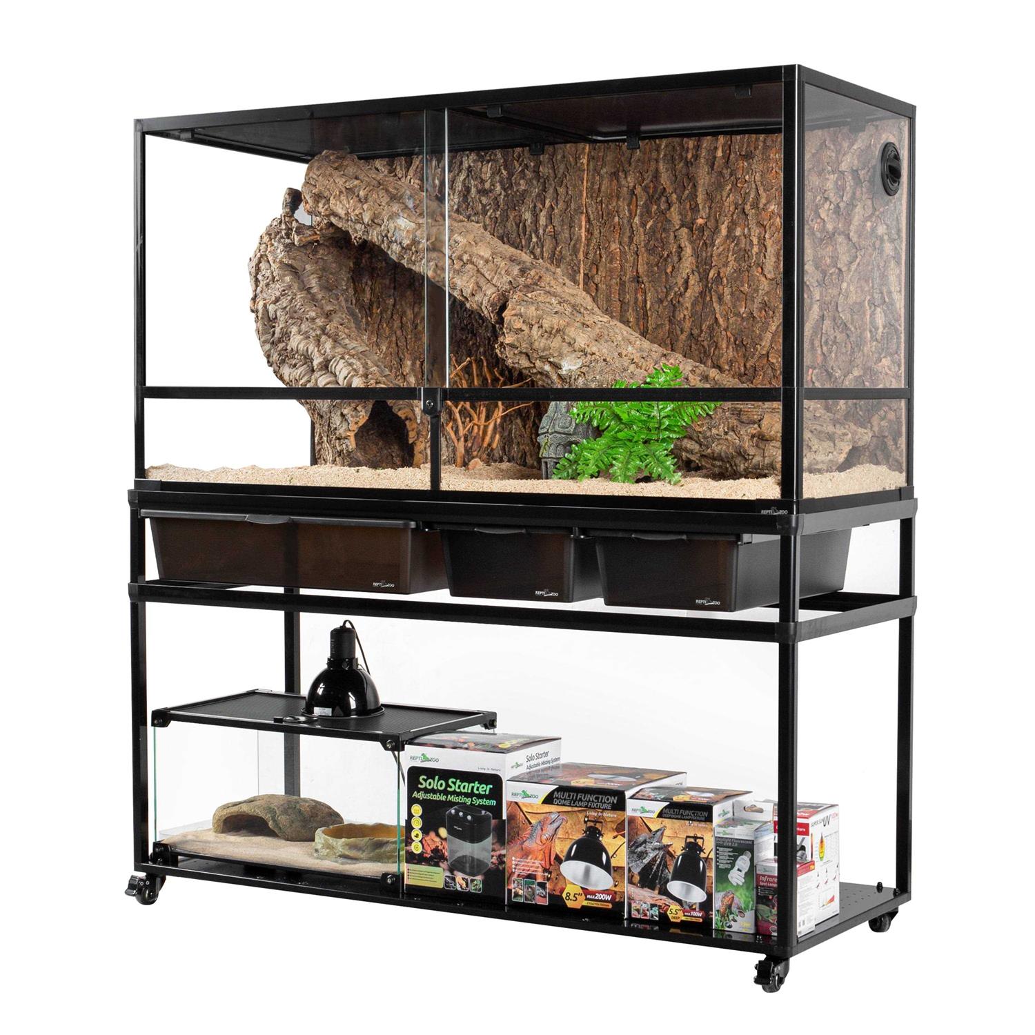 REPTIZOO 48 inch Terrarium Cabinet with Breeding Boxes - Healthber