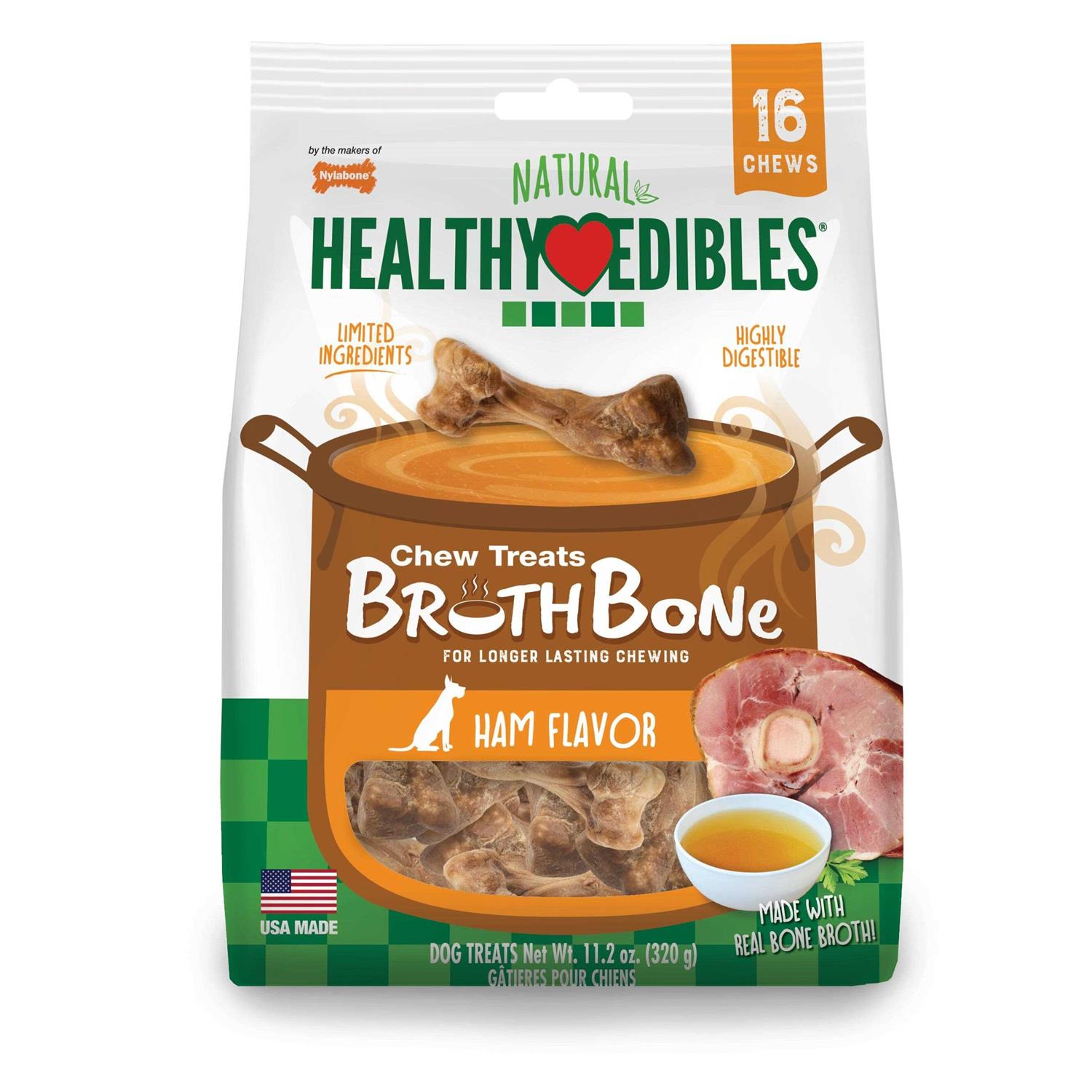 Nylabone Natural Healthy Edibles Broth Bone Chew Treats - Healthber