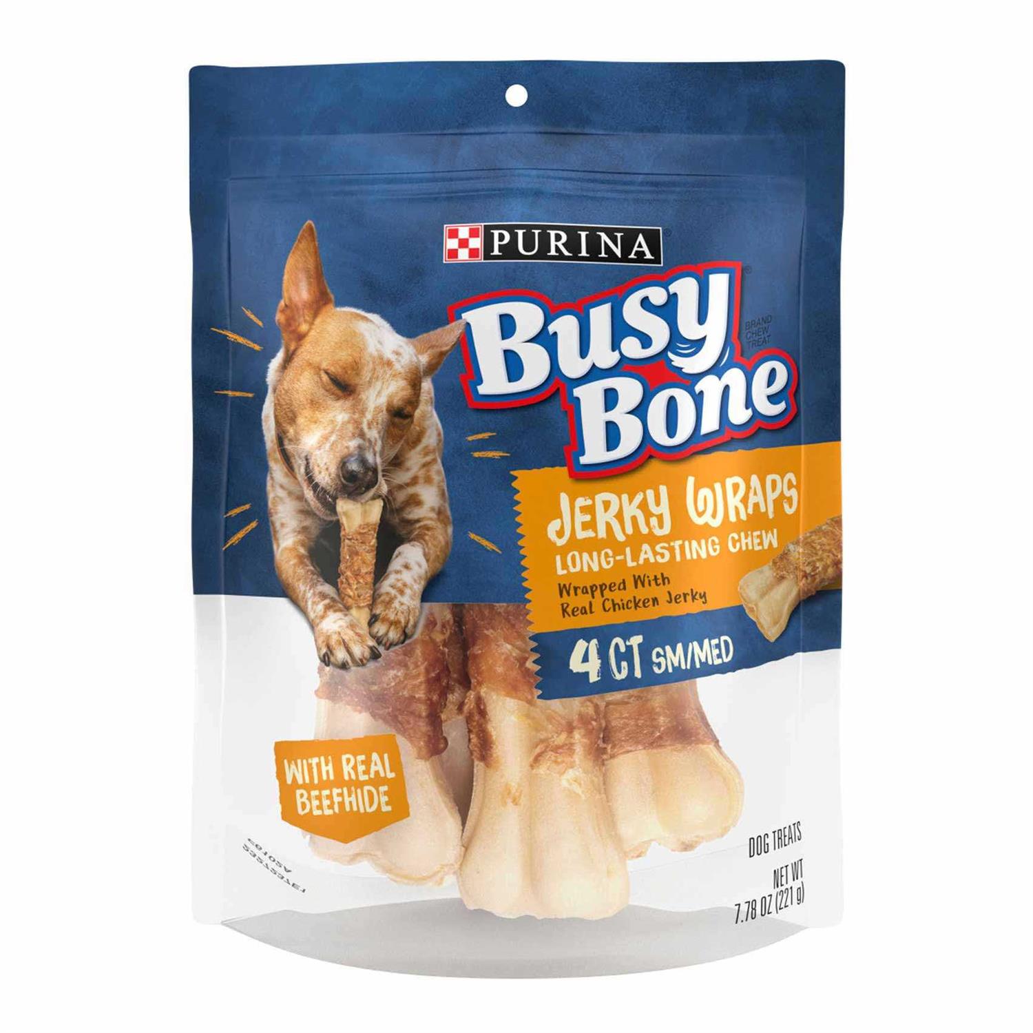 Purina Busy Jerky Wraps Beefhide & Chicken Dog Treats 4 Count - Healthber