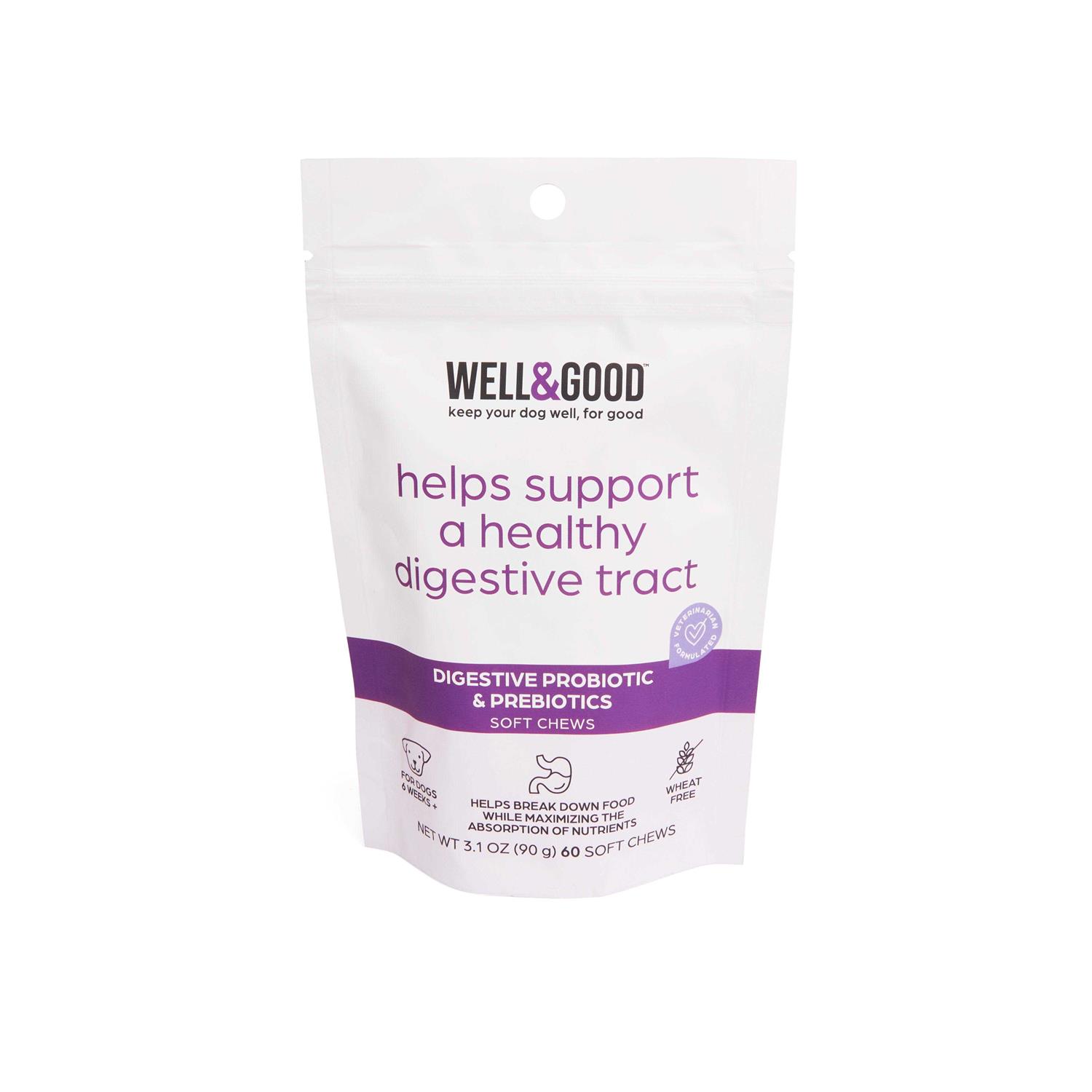 Well & Good Digestive Enzymes with Probiotics Soft Dog Chews - Healthber