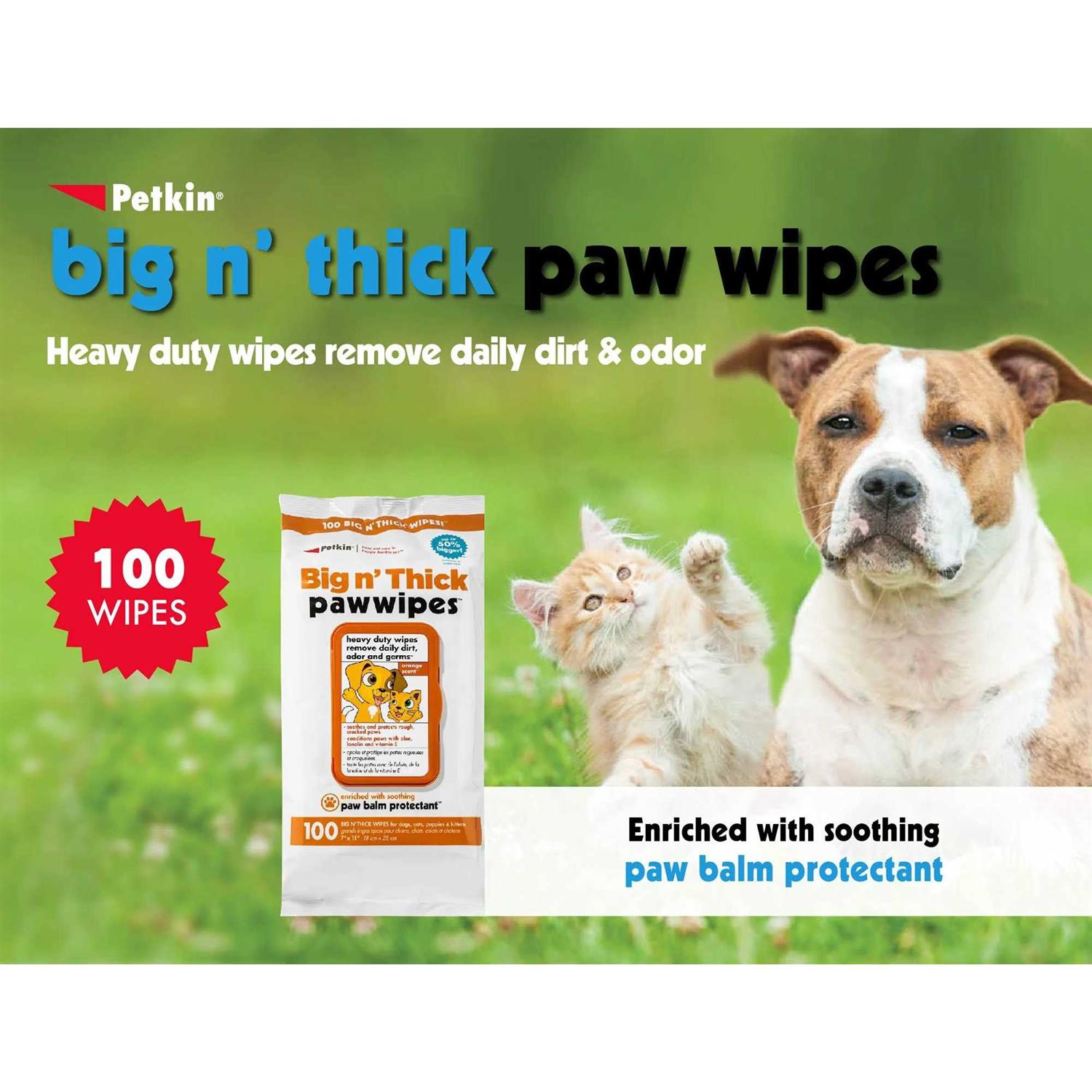 Petkin Big N’ Thick Paw Wipes 100 - Healthber