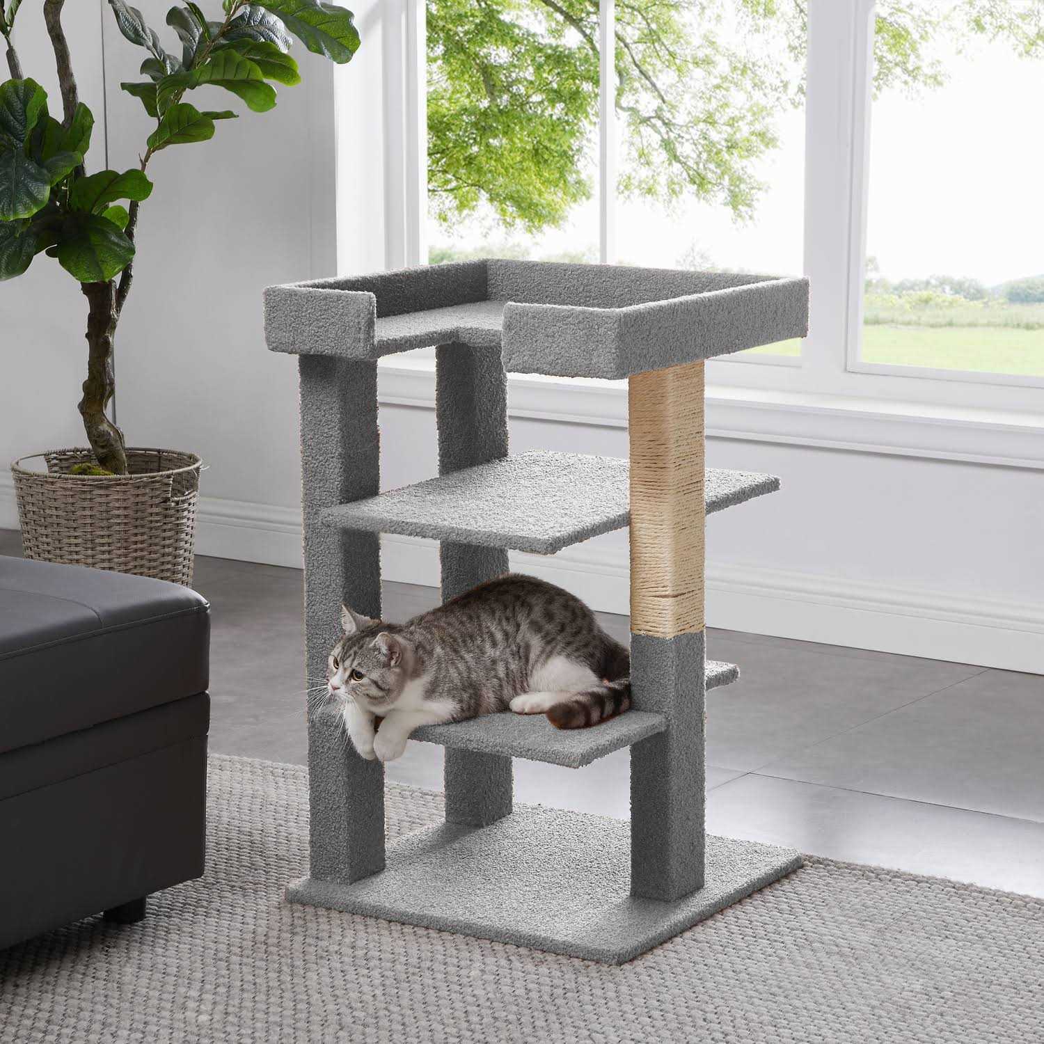 HOMESTOCK Cat Tree for Large Cats Cat Activity with Scratching Post - Healthber