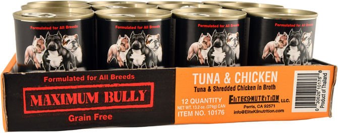 Maximum Bully Tuna & Shredded Chicken in Broth, 13.2 oz - Healthber