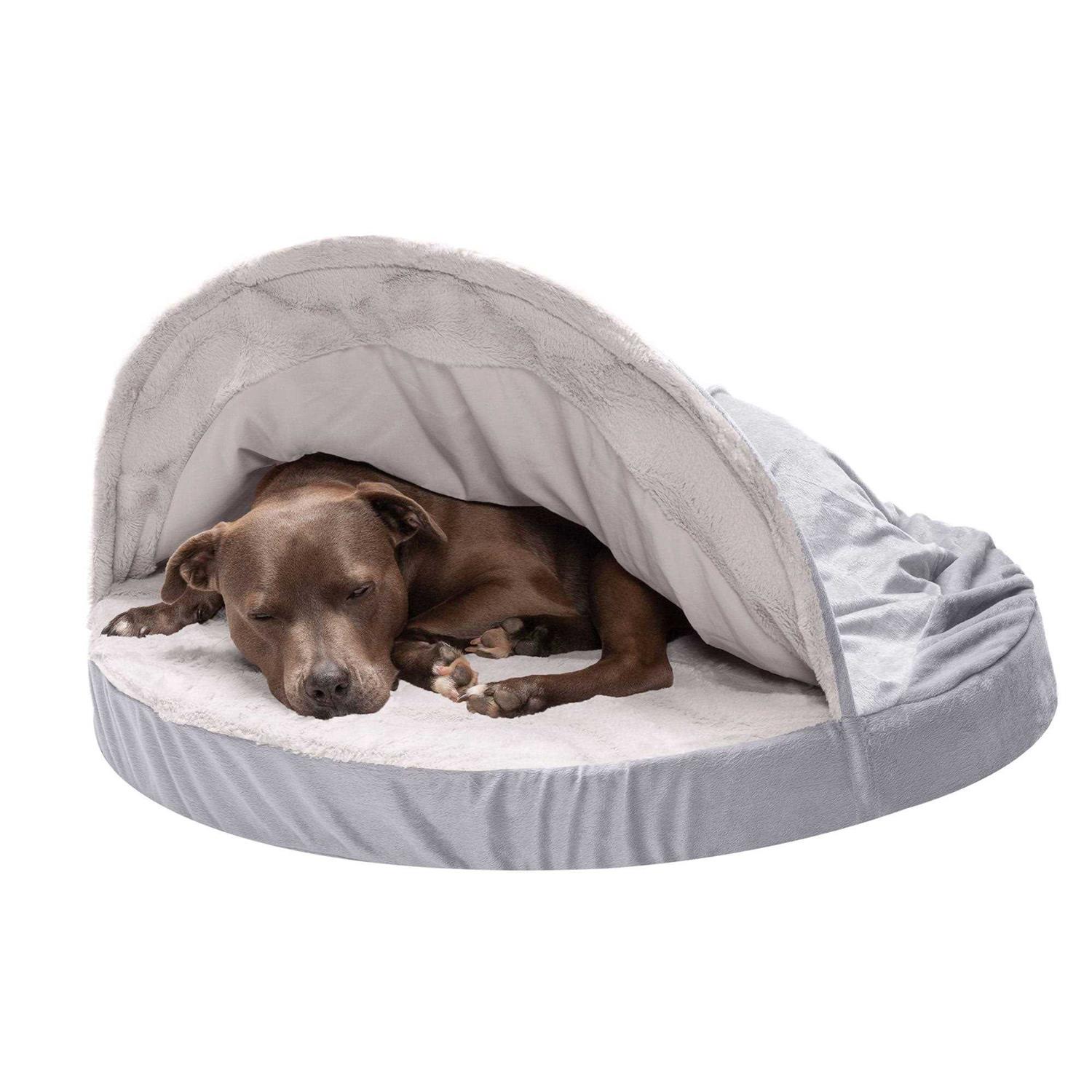 FurHaven Wave Fur & Velvet Snuggery Orthopedic Pet Bed - Healthber