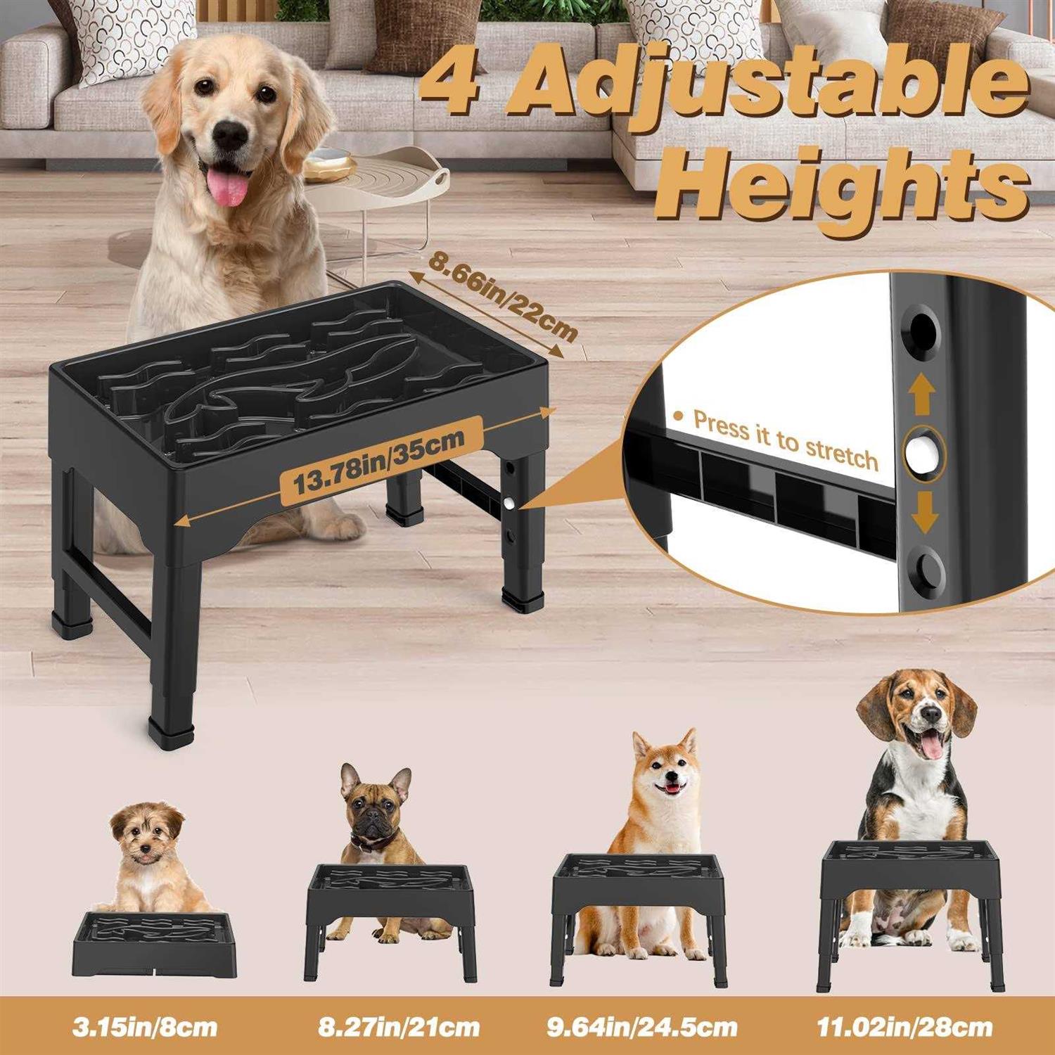 Tivray Elevated Slow Feeder Dog Bowls 9 Cups Raised Dog Slow Feeder Bowls Large Breed with 4 Adjustable Heights Dog Food Bowl Stand - Healthber