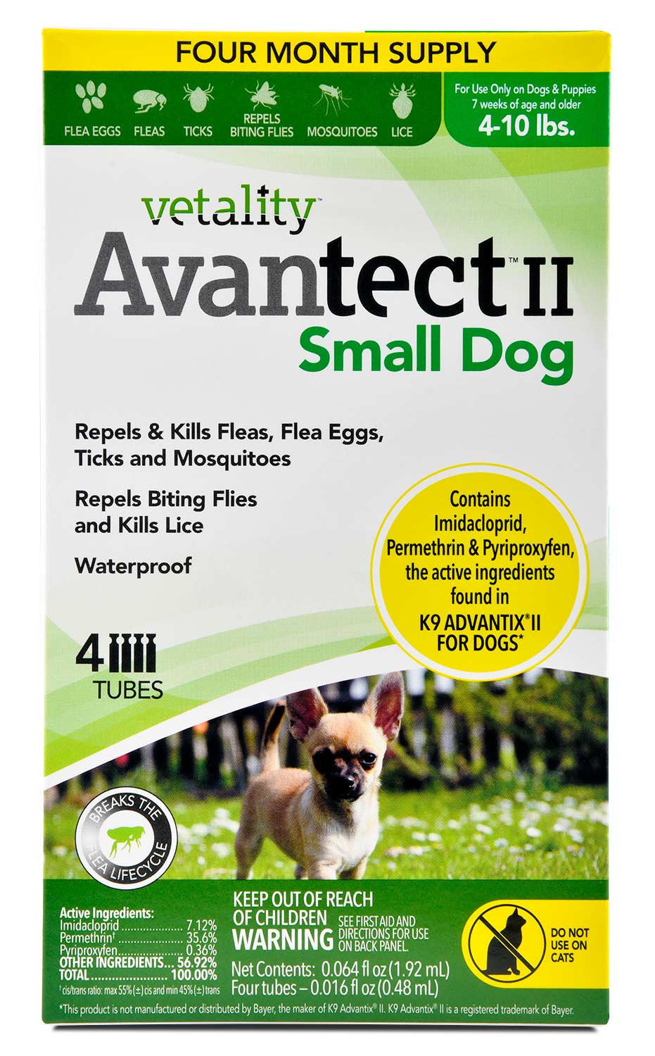 Vetality Avantect II Flea & Tick Topical for Dogs, 4 pk - Healthber