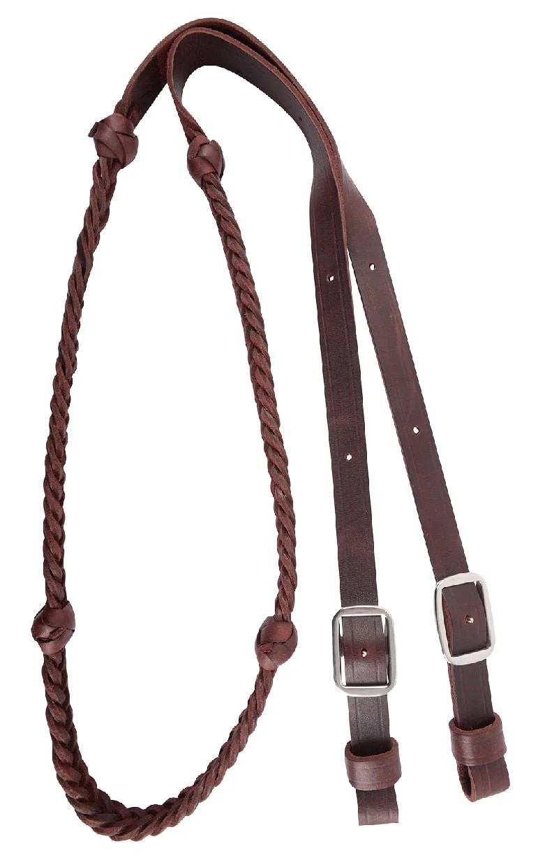 Martin Saddlery Braided 5-Strand Barrel Rein with Knots 7/8-inch Thick Buckle Ends - Healthber