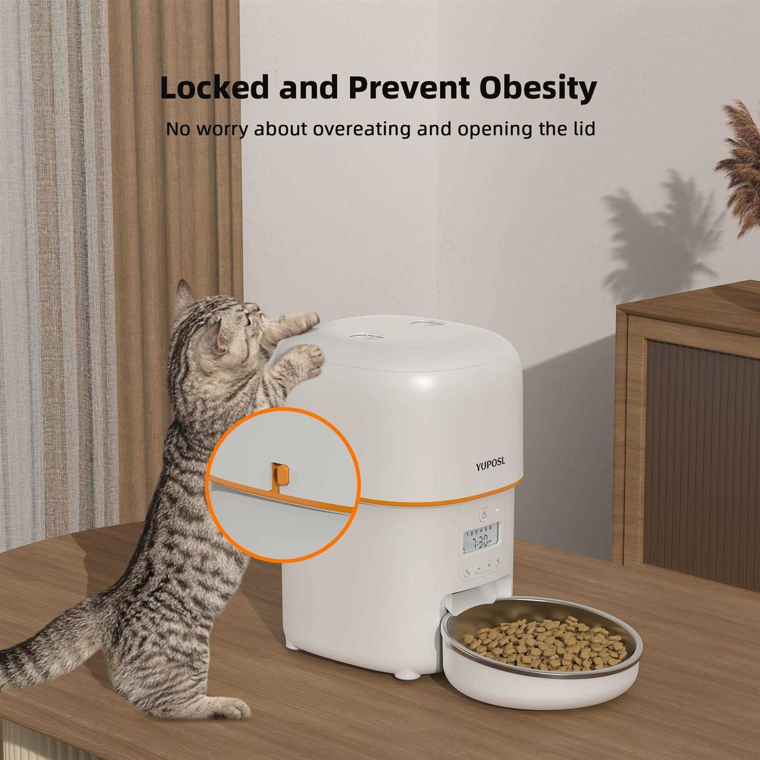 Yuposl Automatic Cat Feeders 8cup/68oz Cat Food Dispenser Easy to Use - Healthber