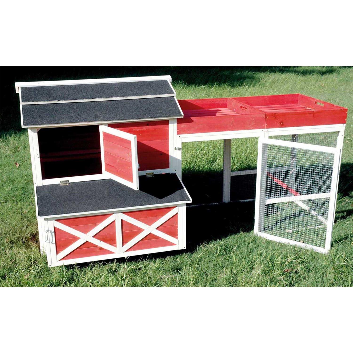 Merry Products Red Barn Chicken Coop with Roof Top Planter - Healthber
