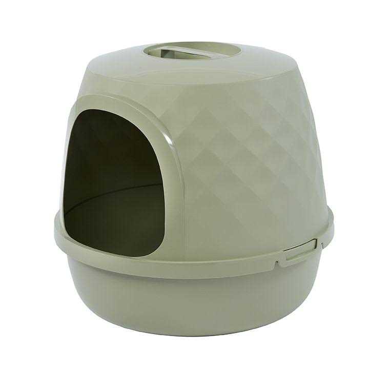 Exquisicat Diamond Dome Wide Entry Hooded Litter Pan with Door - Healthber