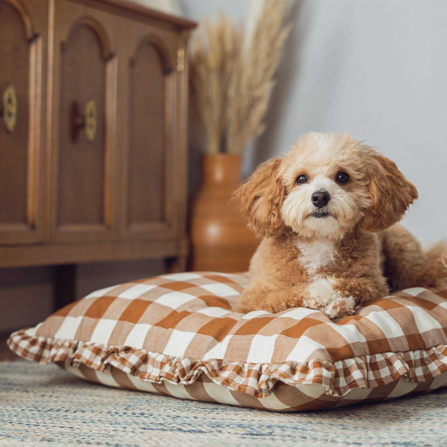 Harry Barker 24 x 5 Brown Gingham Print Envelope Dog Bed - Healthber