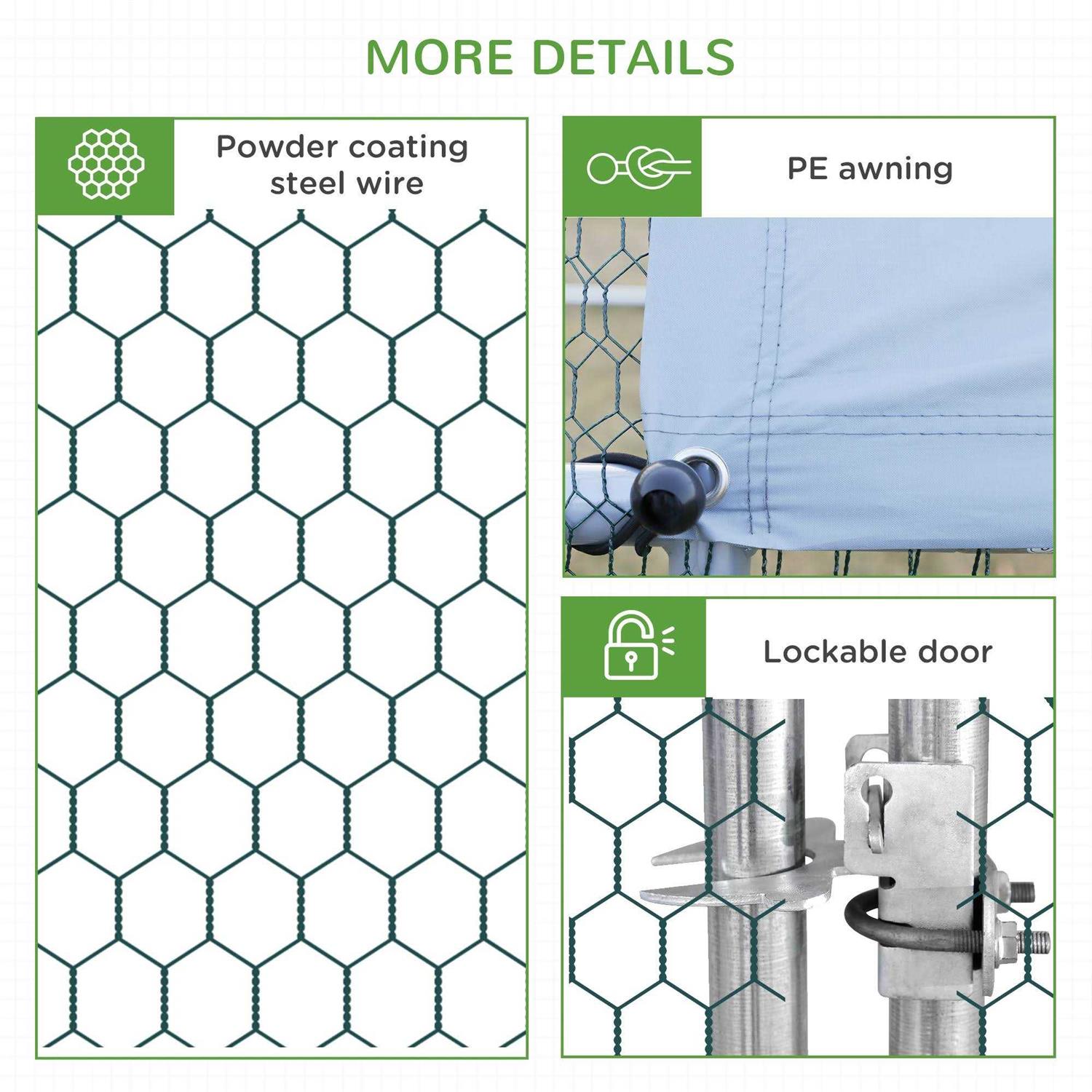 PawHut Large Metal Chicken Coop, Walk-in Poultry Cage Hen Playpen House with Cover and Lockable Door for Outdoor - Healthber
