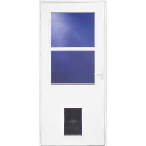 LARSON Pet Door 36-in x 81-in White High-view Self-storing Wood Core Storm Door with White Handle | 37079032 - Healthber