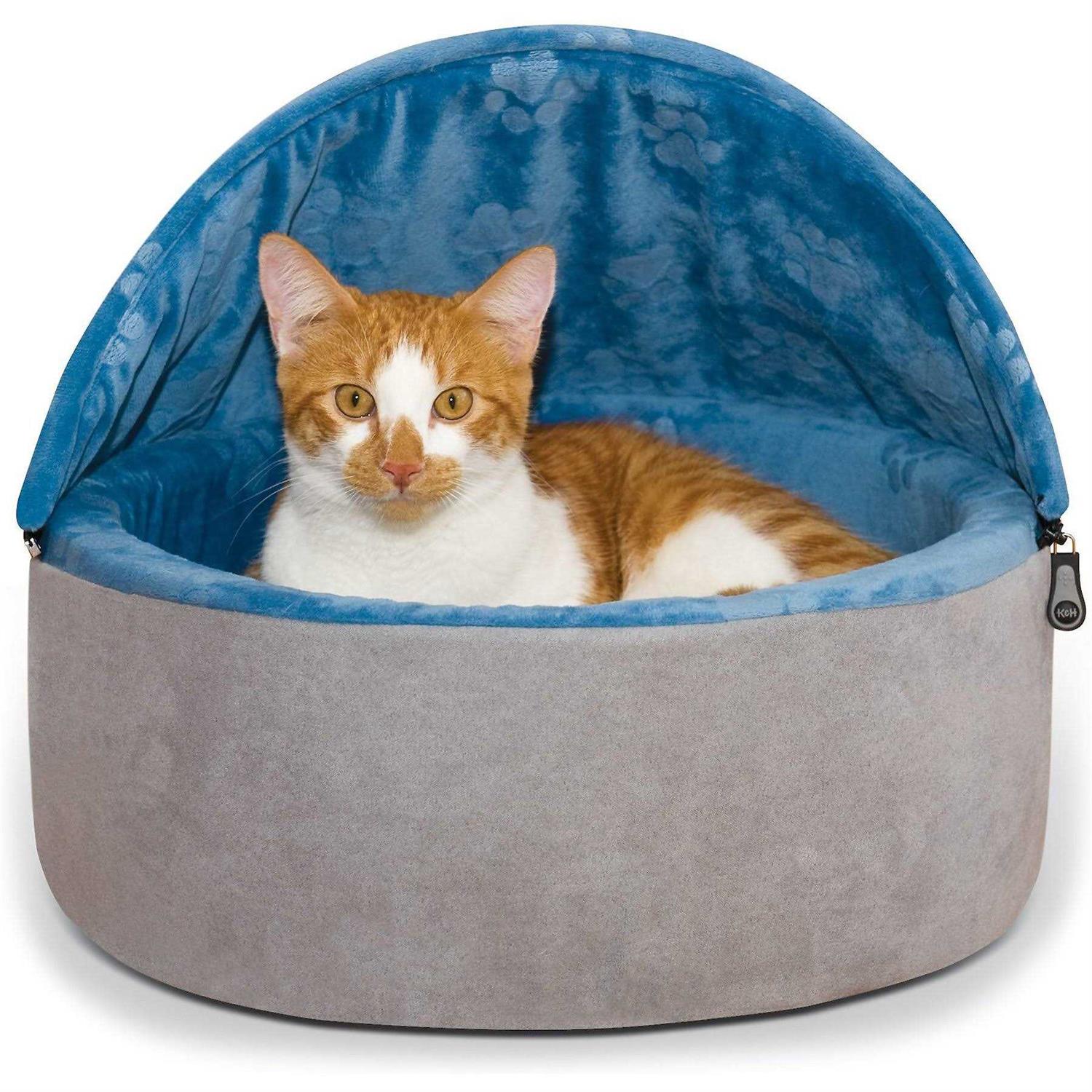 K&H Self-Warming Hooded Kitty Bed - Healthber