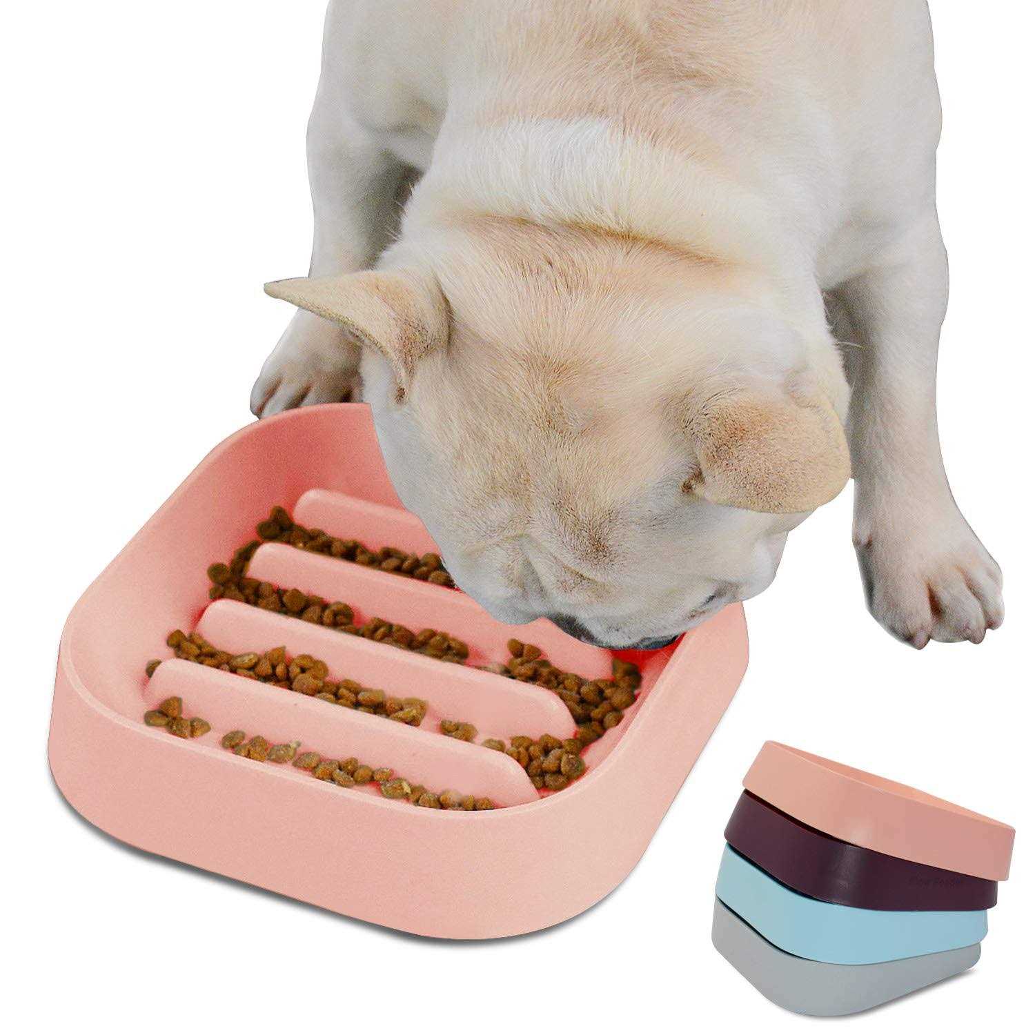 Hifrenchies Healthy Slow Feeding Dog Bowl for French Bulldog -Slow Feeder Dog Bowl No Chocking Dog Cat Food Bowl with Striped Shape Pattern - Healthber
