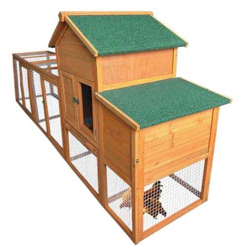 RUNVA 122”Chicken Coop with Nest Box Poultry Cage with Removable Tray - Healthber