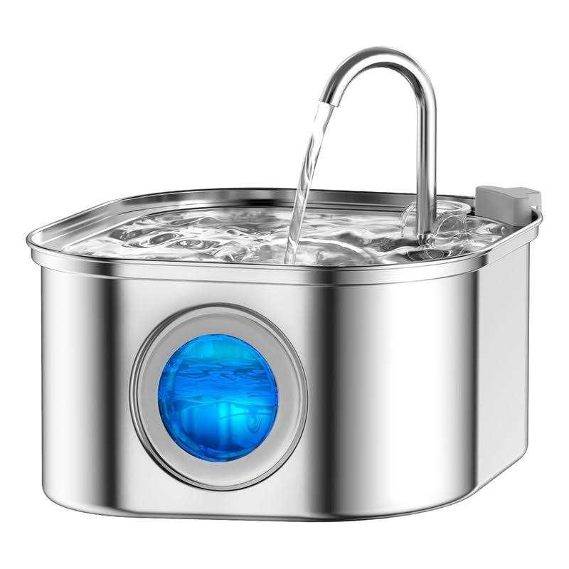 NautyPaws Cat/Dog Water Fountain 3.2L/108oz Automatic Stainless Steel Pet Water Dispenser with Super Quiet&Transparent Window Design - Healthber