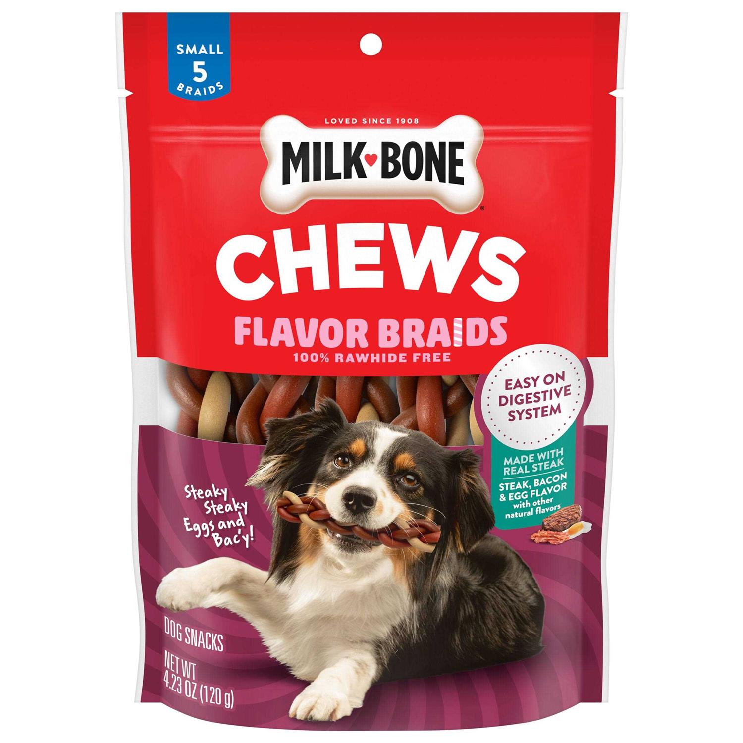 Milk-Bone Steaky Eggs & Bacy Flavor Braids,Dog Chews - Healthber