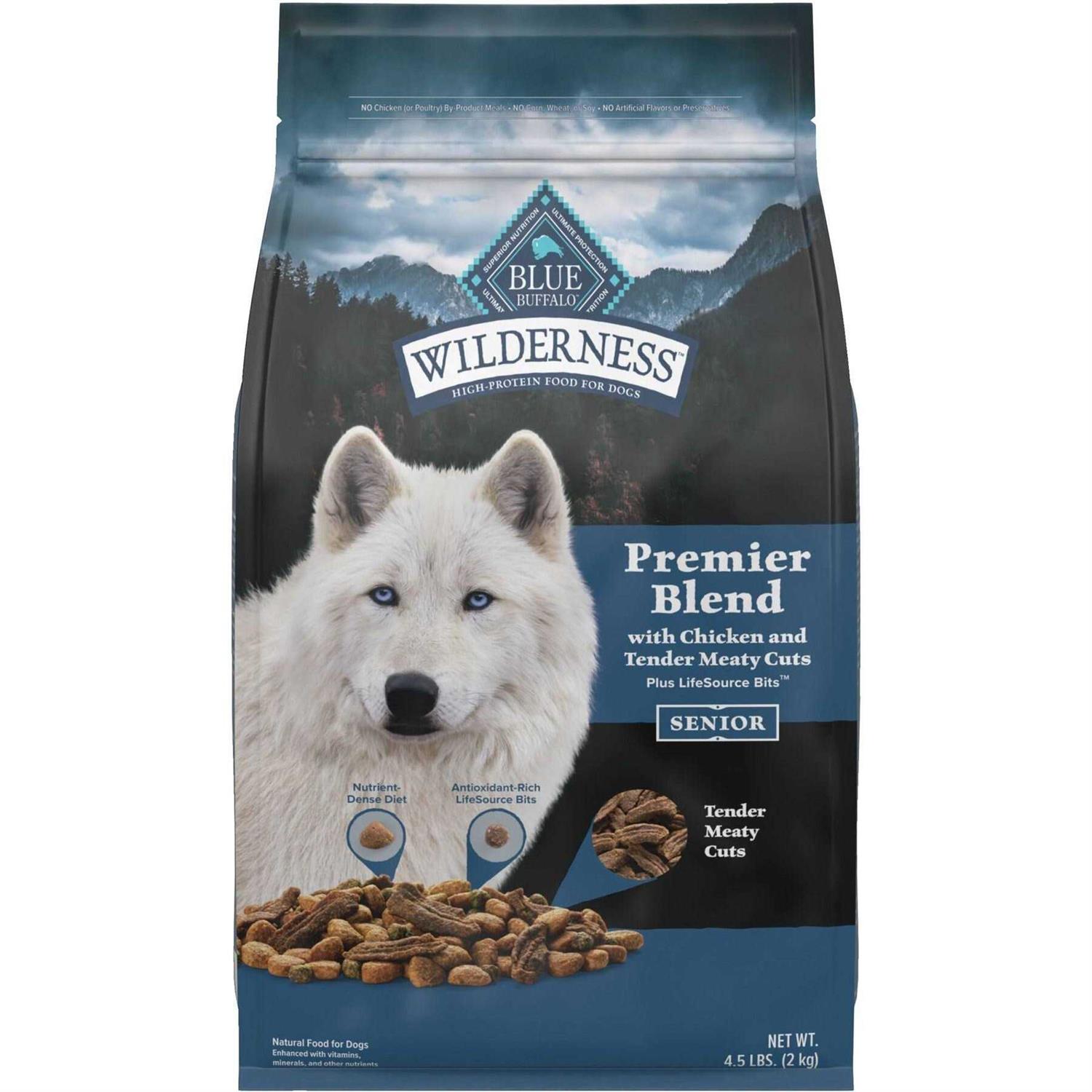 Blue Buffalo Blue Wilderness Premier Blend with Meaty Cuts Chicken Senior Dry Dog Food - Healthber