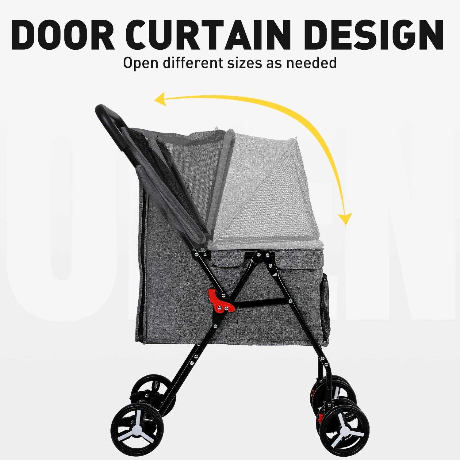 BestPet Pet Stroller Dog Cat Stroller Mesh Foldable Puppy Stroller for Travelling Shopping - Healthber