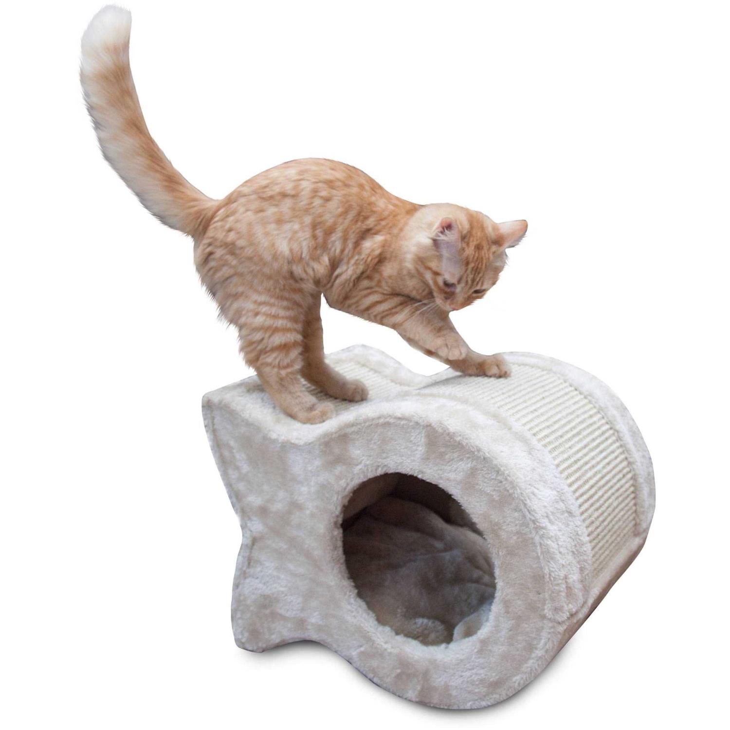 Majestic Pet Kitty Cave Cat Scratcher, Faux Fur and Sisal - Healthber
