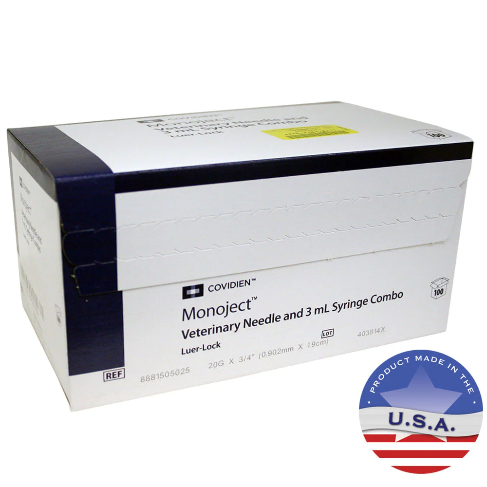 Monoject Luer-Lock (LL) Syringe with Needle Combo - Healthber