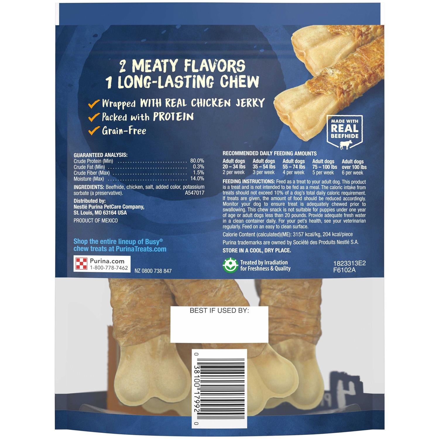 Purina Busy Jerky Wraps Beefhide & Chicken Dog Treats 4 Count - Healthber