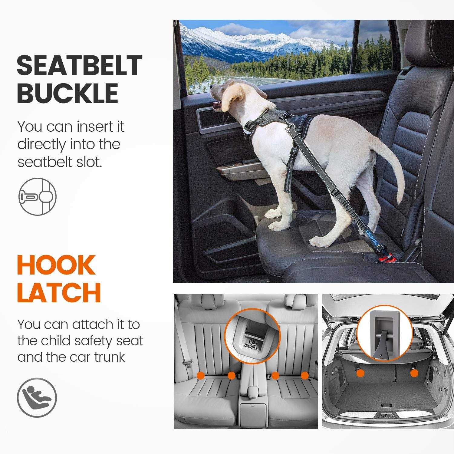 IOKHEIRA Dog Seat Belt Car Harness Seatbelt Car Reflective Bungee - Healthber
