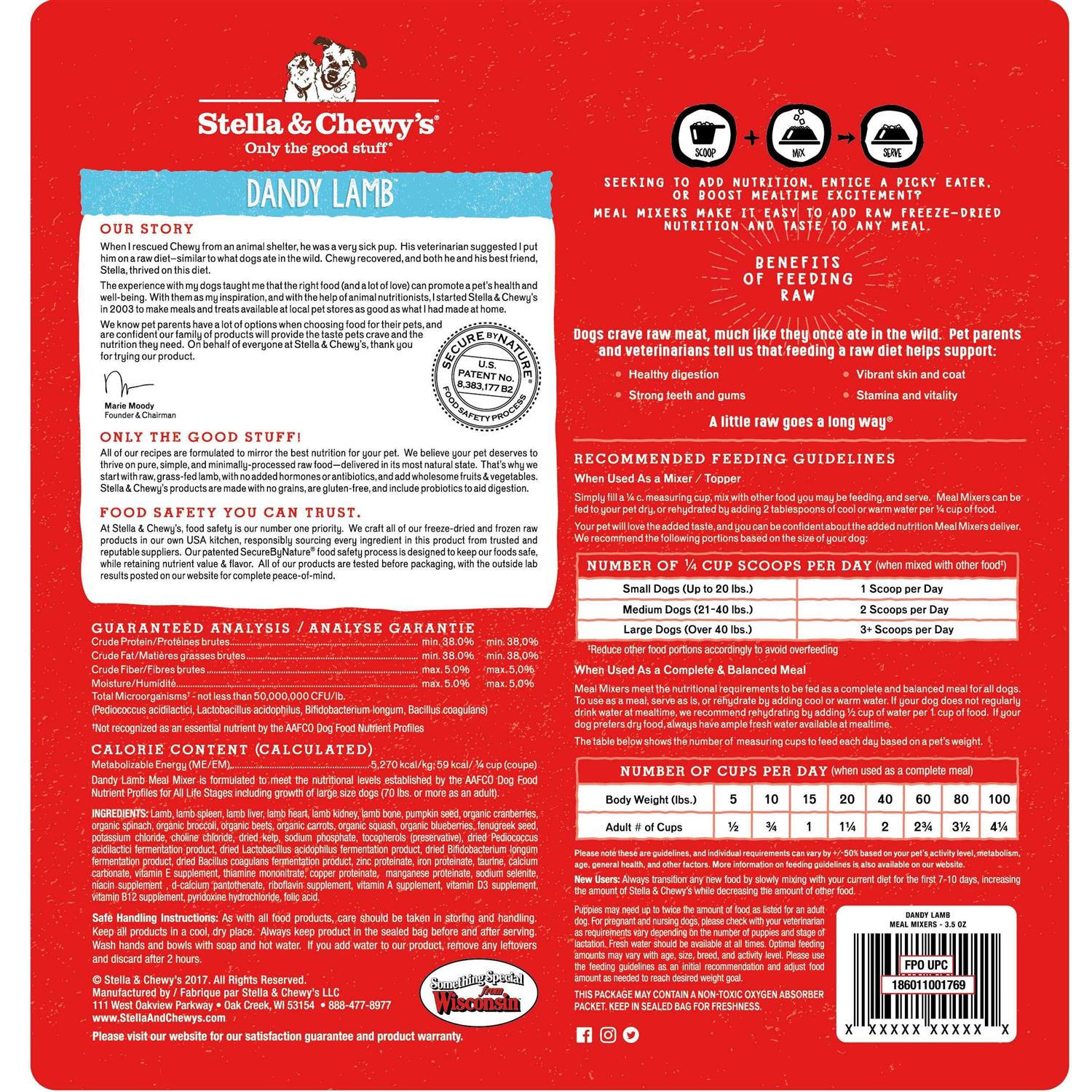 Stella & Chewy’s Freeze Dried Dandy Lamb Meal Mixers Dog Food - Healthber