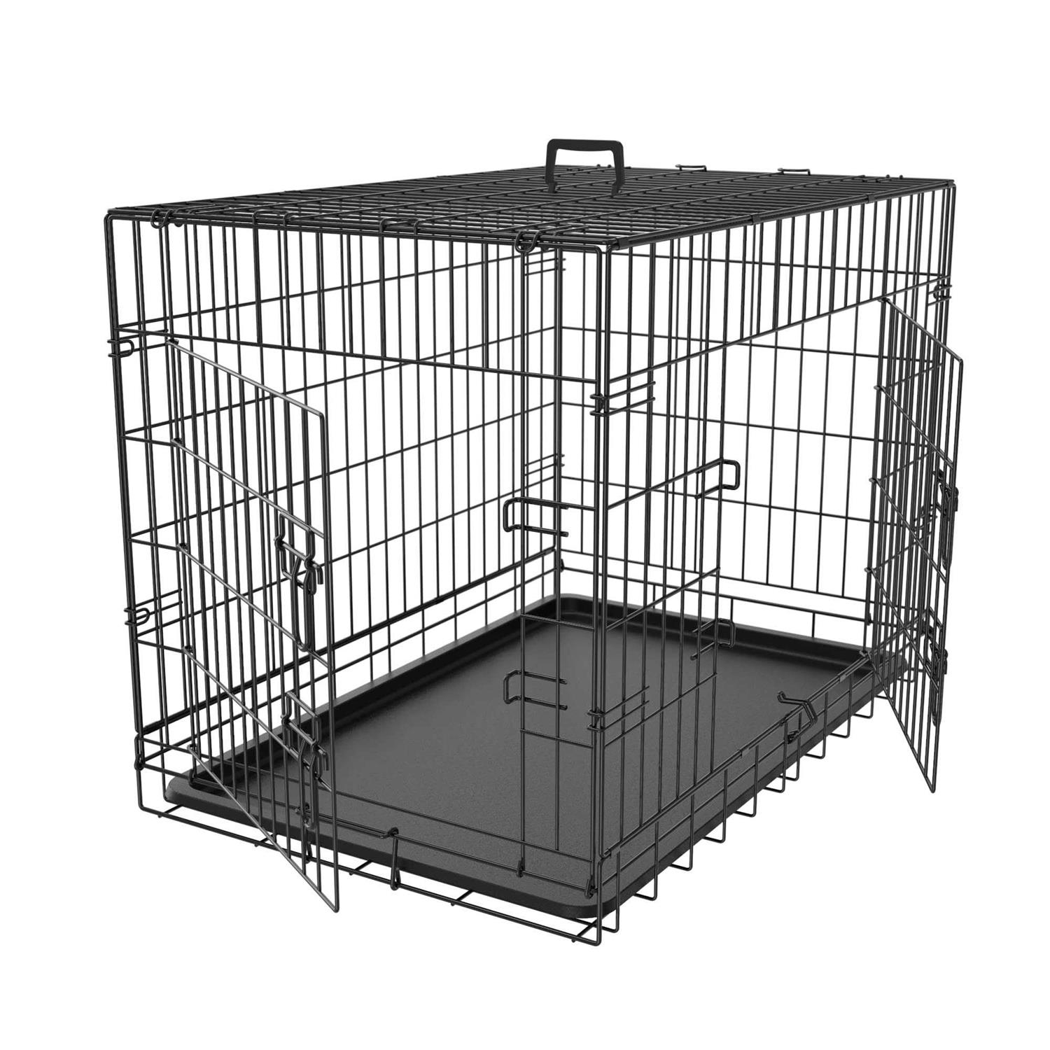 Pet Republic 303642Inches Double Door Dog Crate Folding Metal Wire Dog Kennel Cage with Tray for Smallmediumlarge Dogs Indoor Outdoor Travel - Healthber
