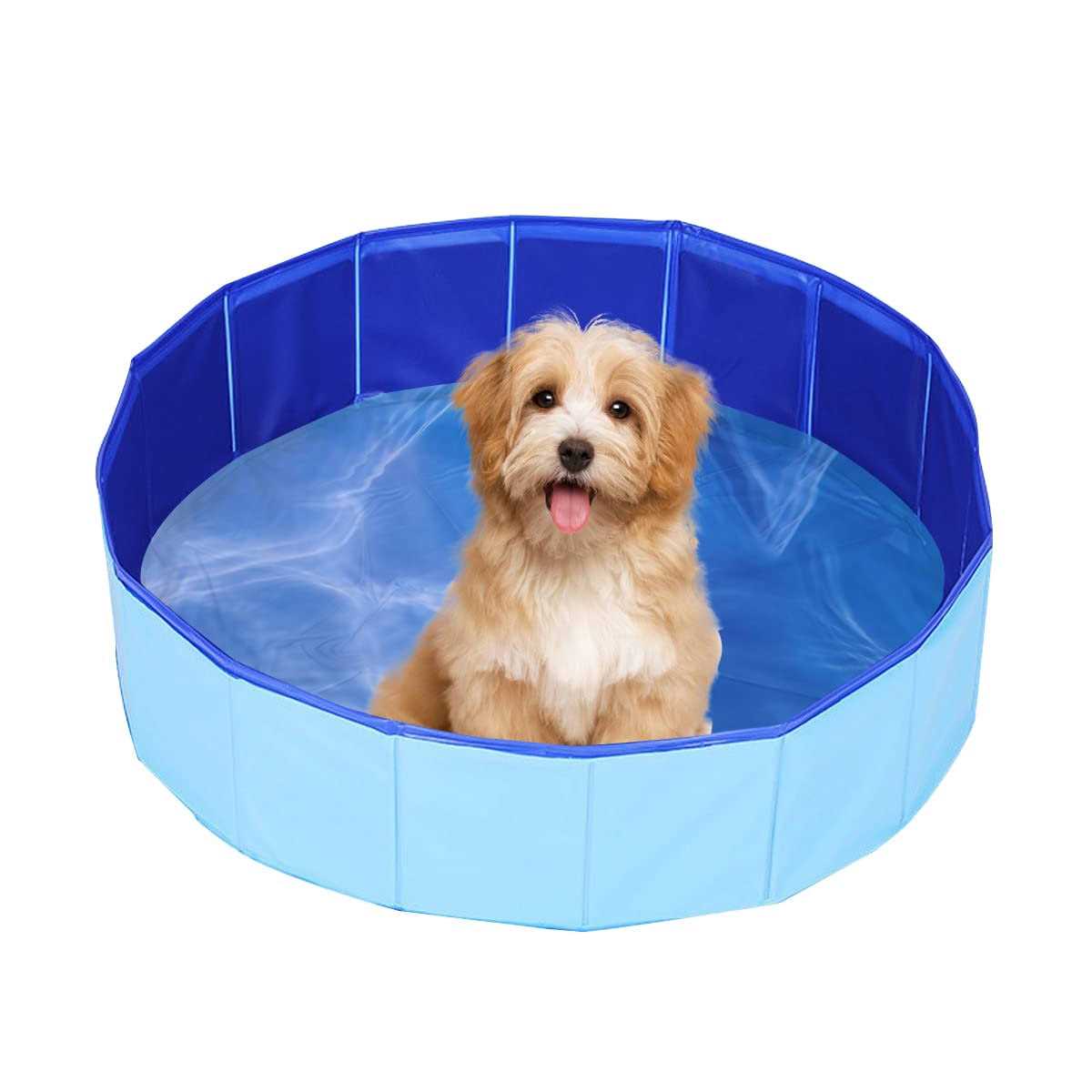 Enenes Dog Pool Pool PVC Dog Swimming Pool 24 x 8 Inch Folding Dog Bath Tub Collapsible - Healthber