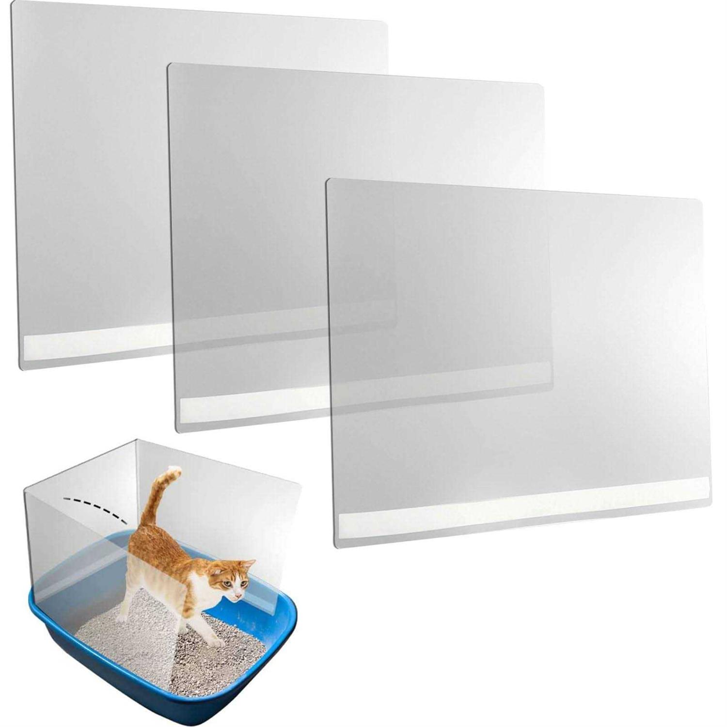 AAiphuwew 3 Pcs Cat Litter Box Pee Shields Easy Clean Anti-Splashing Flexible Litter Pan Pee Shields For Open Top Litter Pan - Healthber