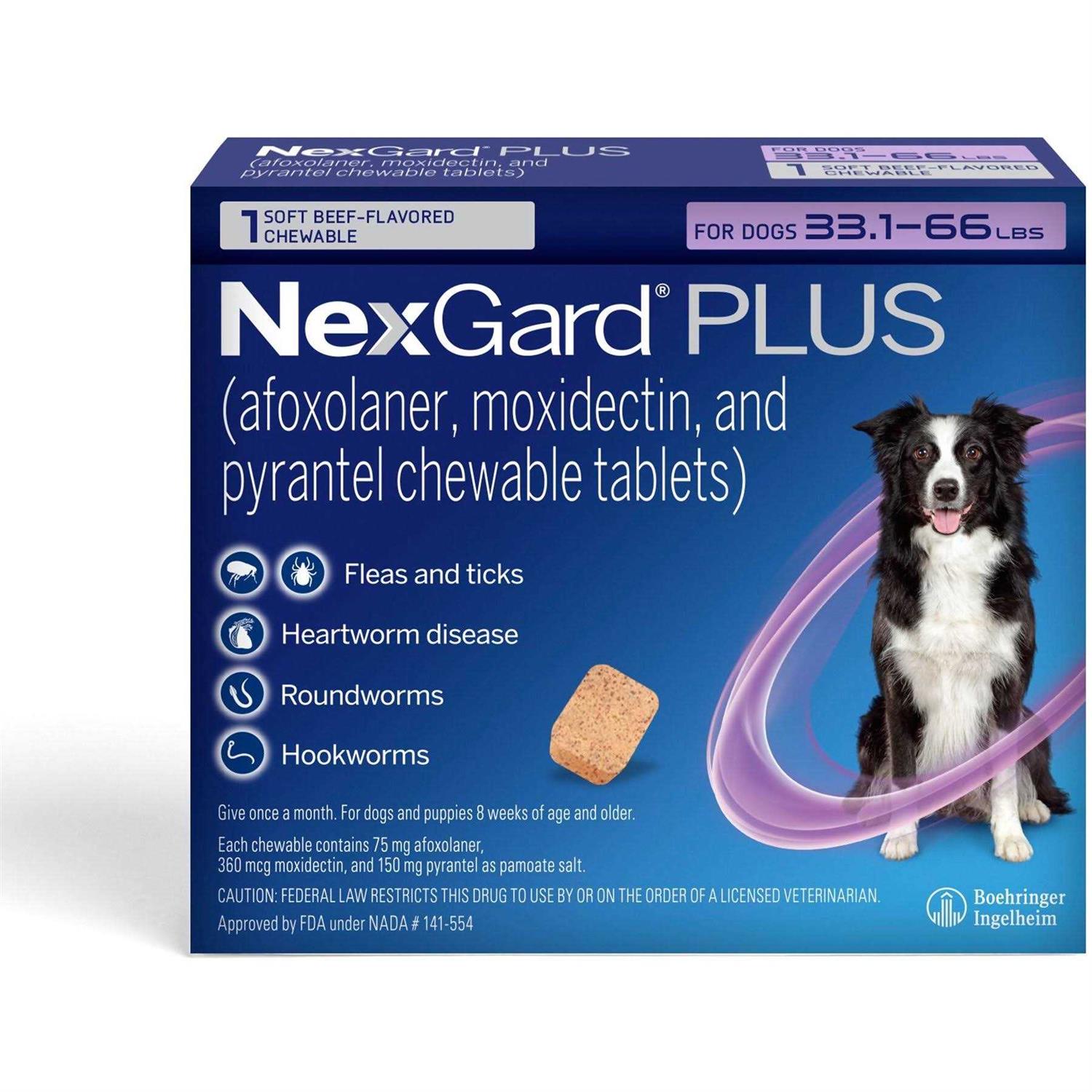 NexGard Plus Chewables for Dogs 33.1-66 lbs - Healthber