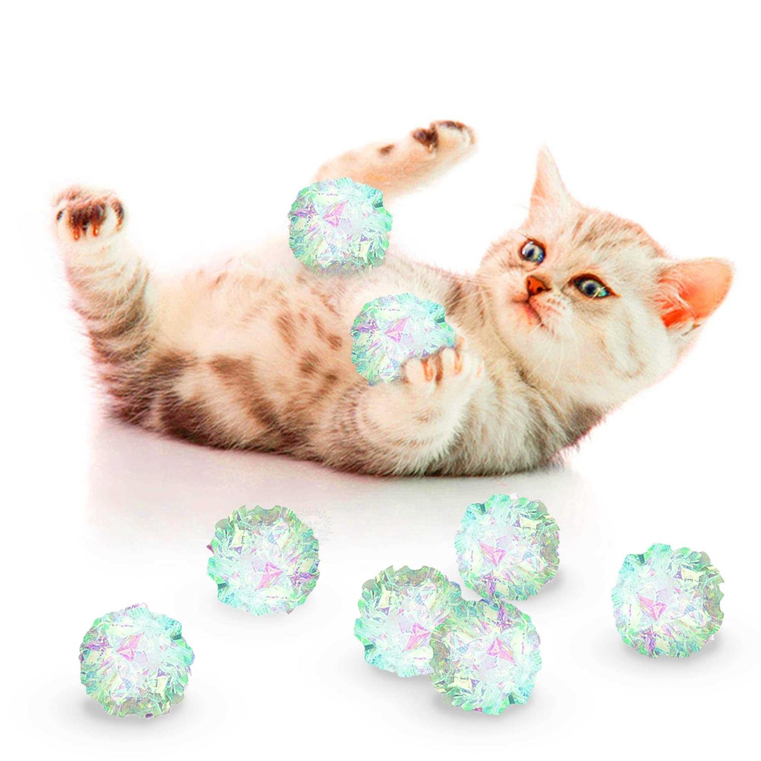 SunGrow Entertainment Clear Mylar Indoor Cat & Ferret Crinkle Balls & Chase Toy - Healthber