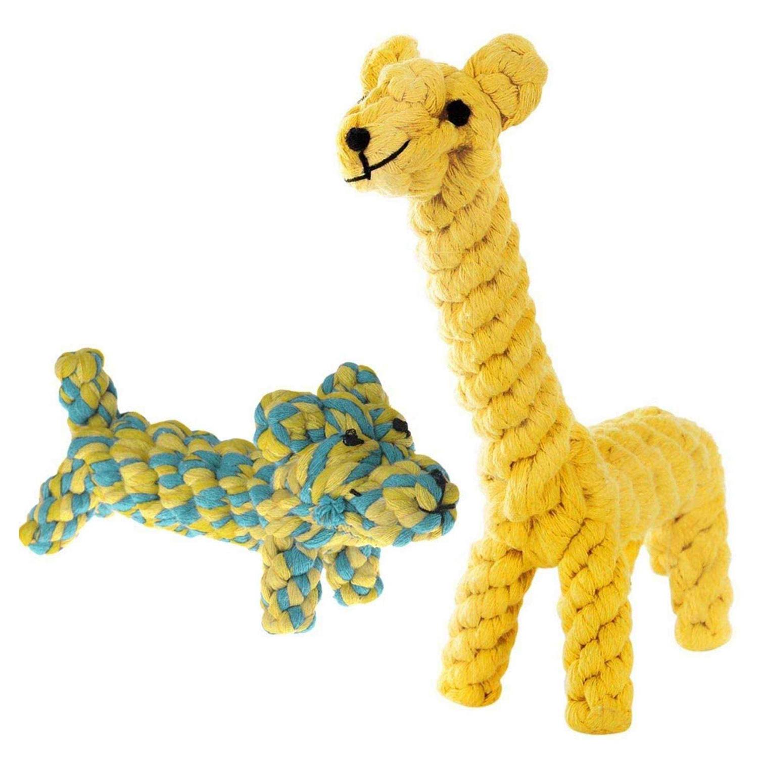SunGrow Aggressive Chewers Small Dog & Cat Tug of War Rope & Chase Teething Toys - Healthber